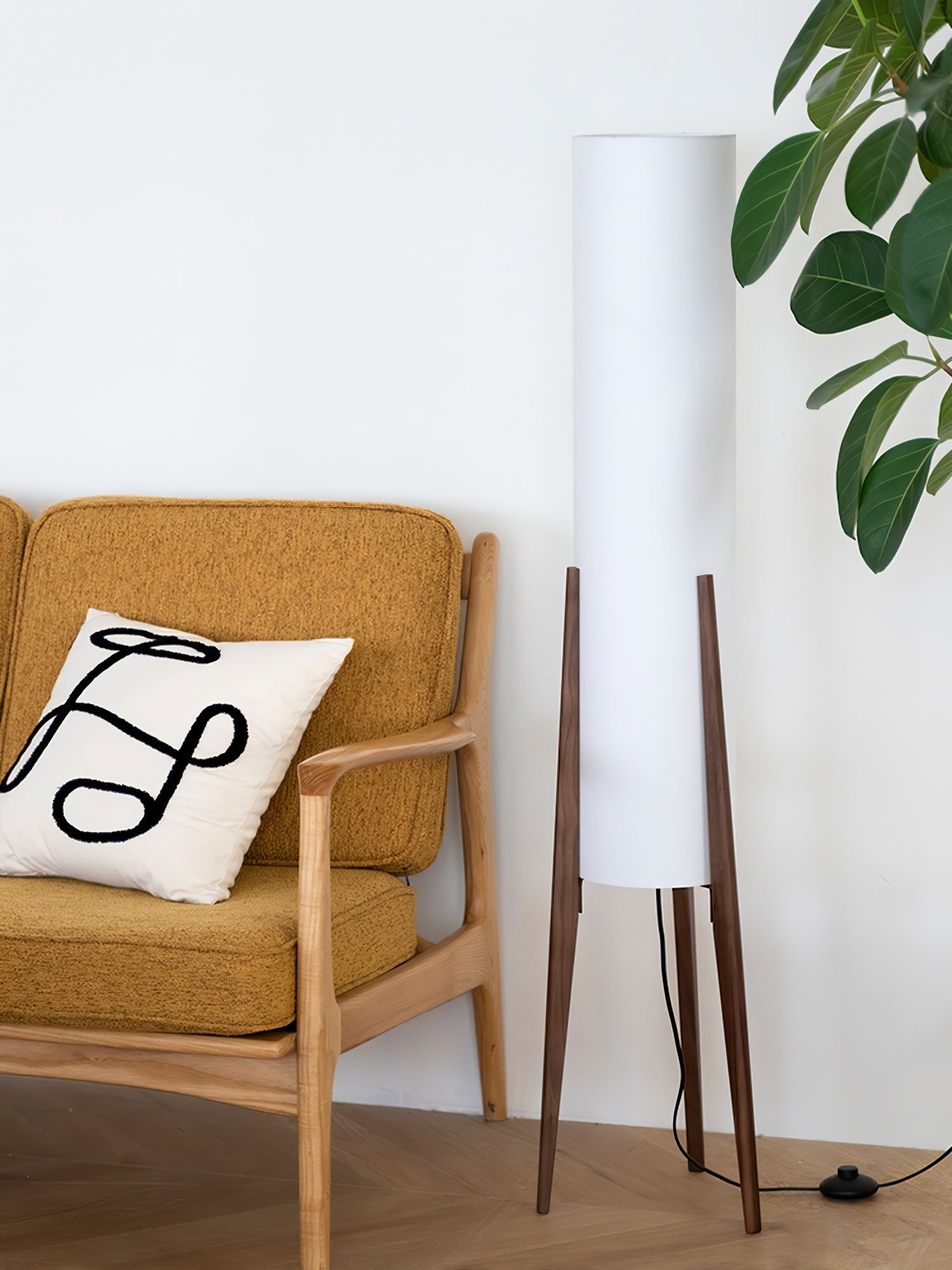 Triluxe Wood & Fabric Modern Floor Lamp-Neutral Decor