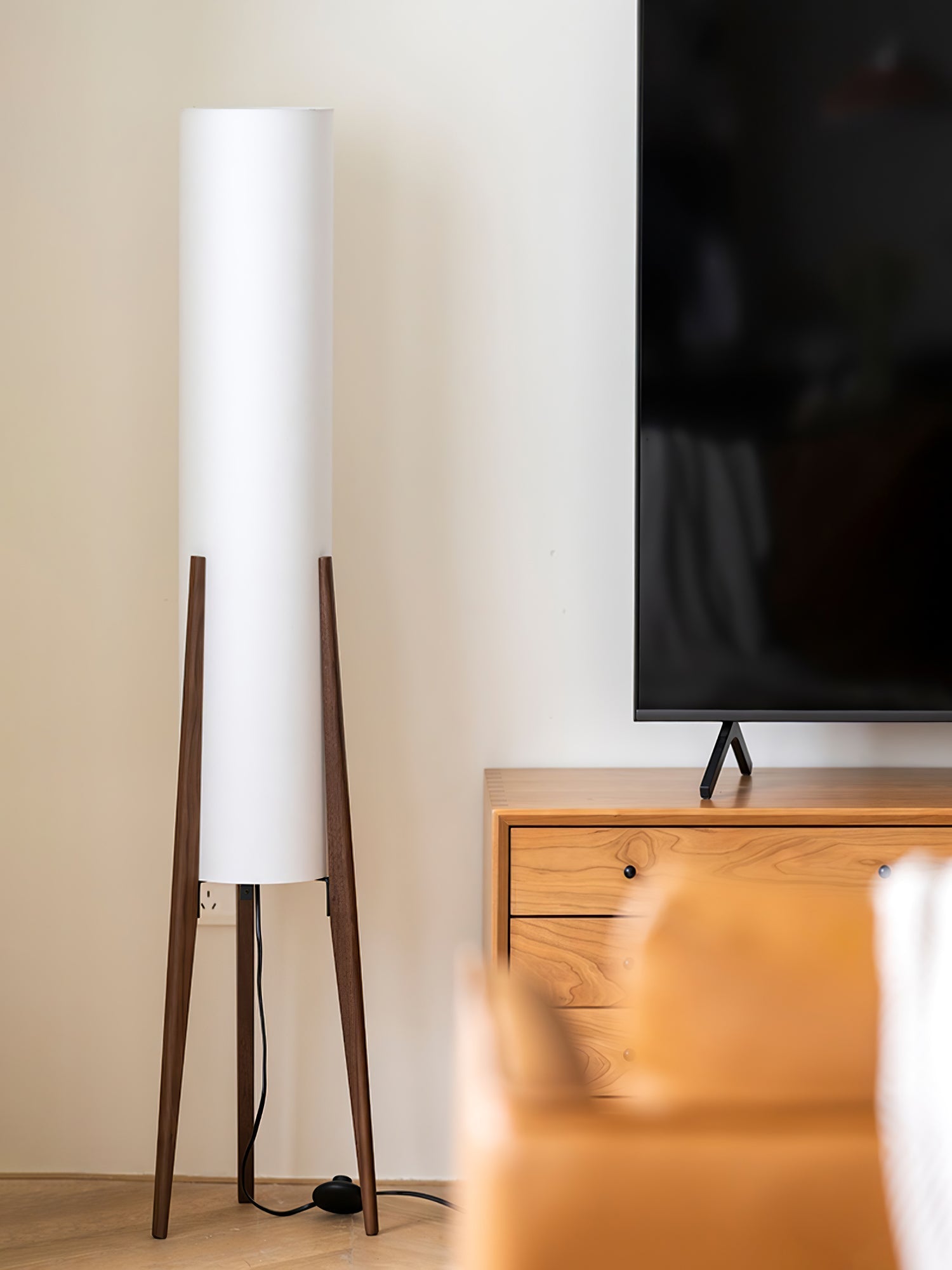 Triluxe Wood & Fabric Modern Floor Lamp-Neutral Decor
