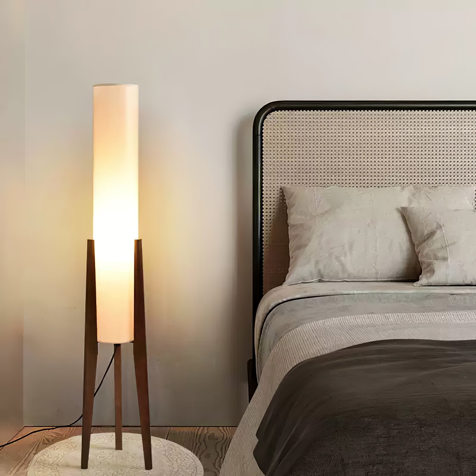 Triluxe Wood & Fabric Modern Floor Lamp-Neutral Decor