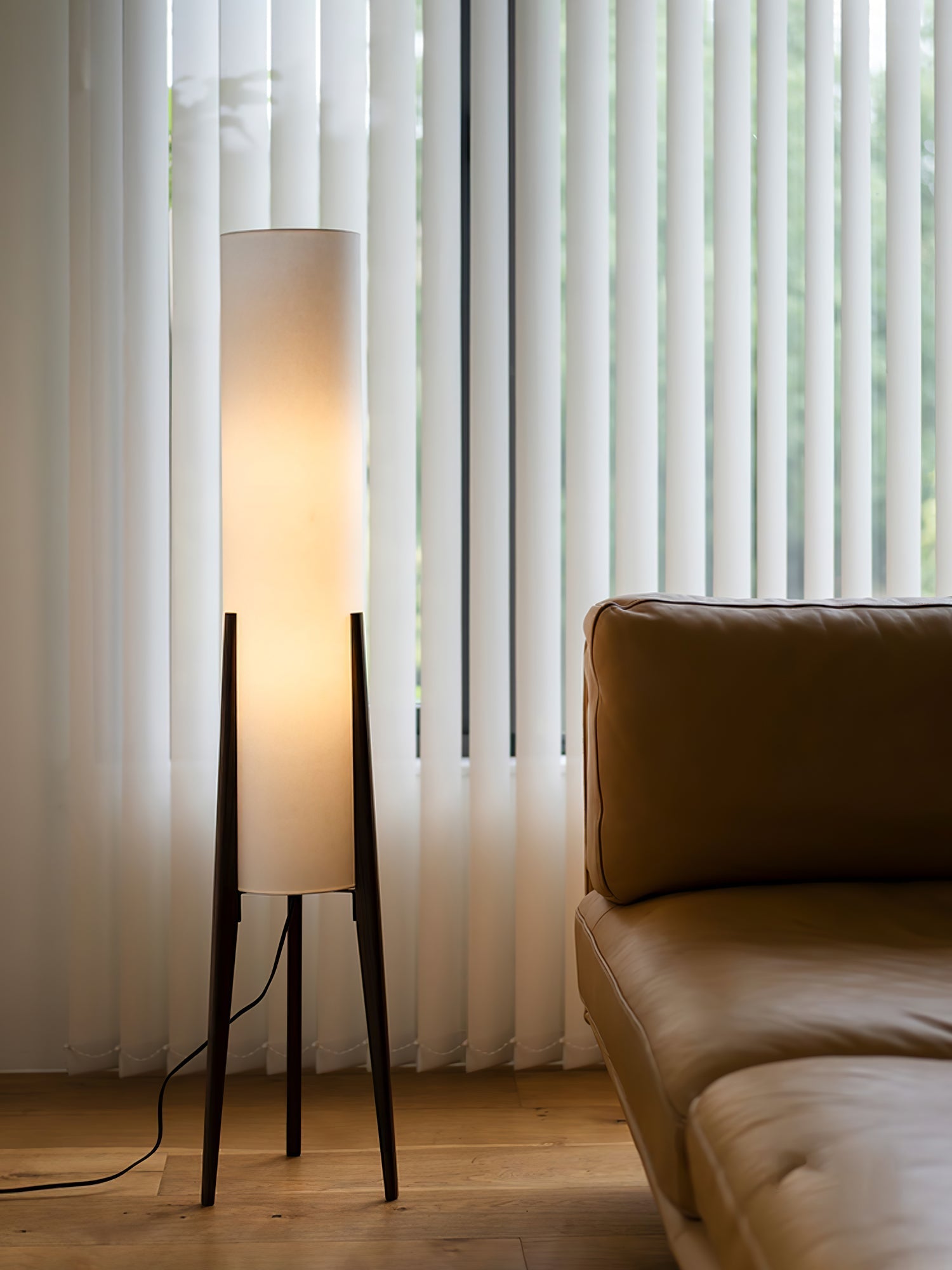 Triluxe Wood & Fabric Modern Floor Lamp-Neutral Decor