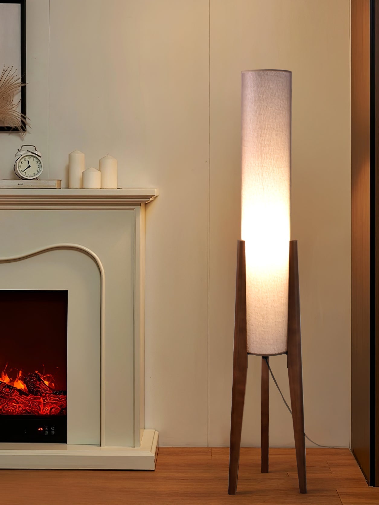 Triluxe Wood & Fabric Modern Floor Lamp-Neutral Decor