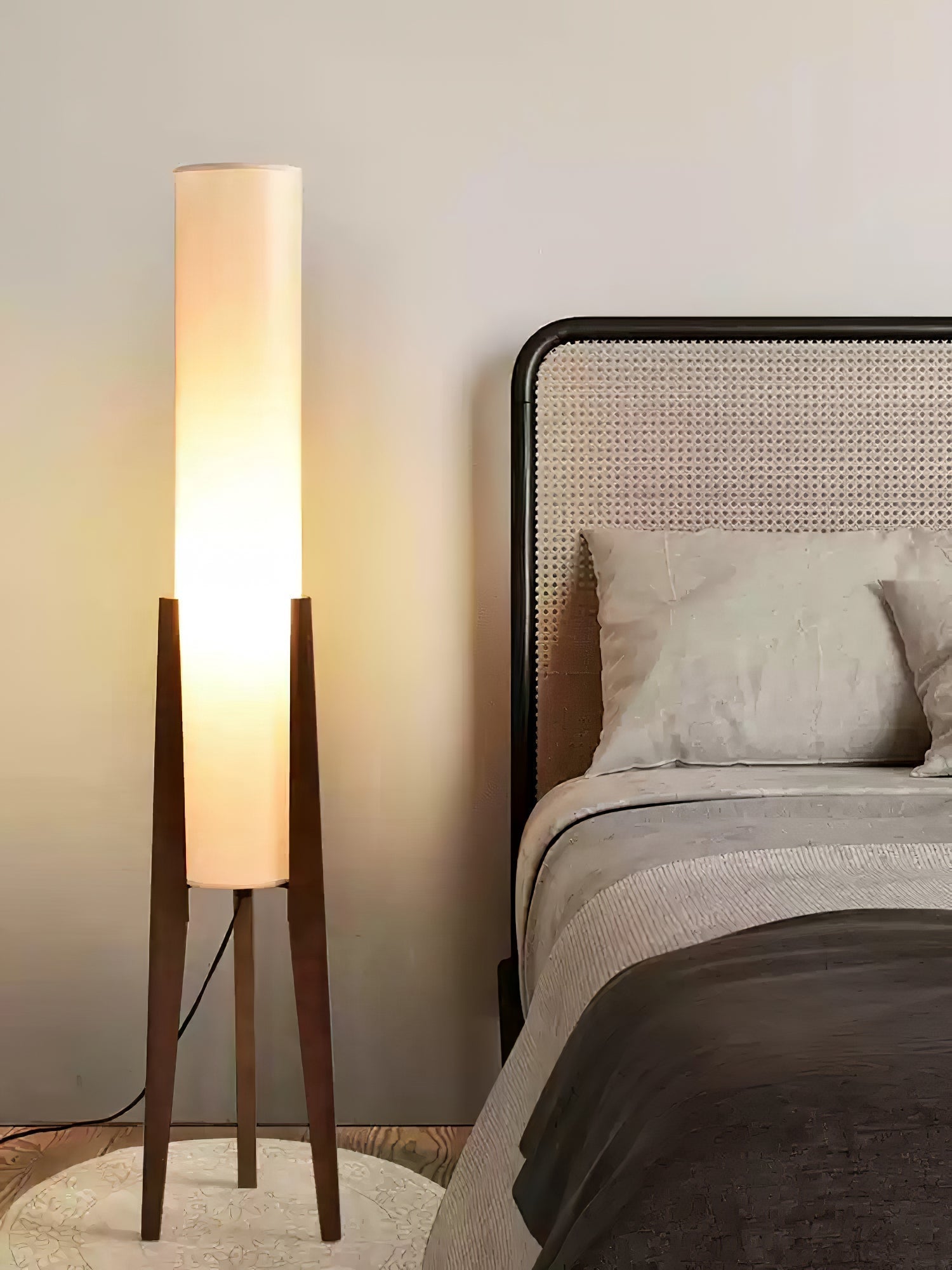 Triluxe Wood & Fabric Modern Floor Lamp-Neutral Decor