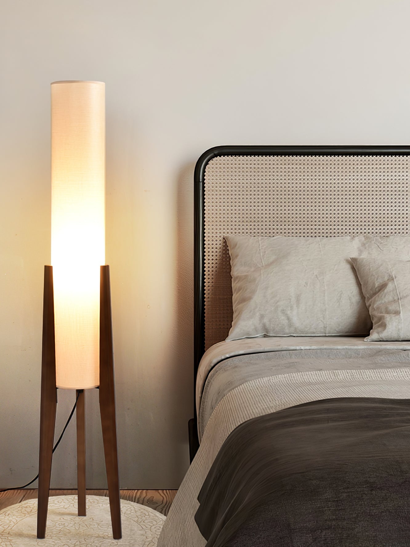 Triluxe Wood & Fabric Modern Floor Lamp-Neutral Decor