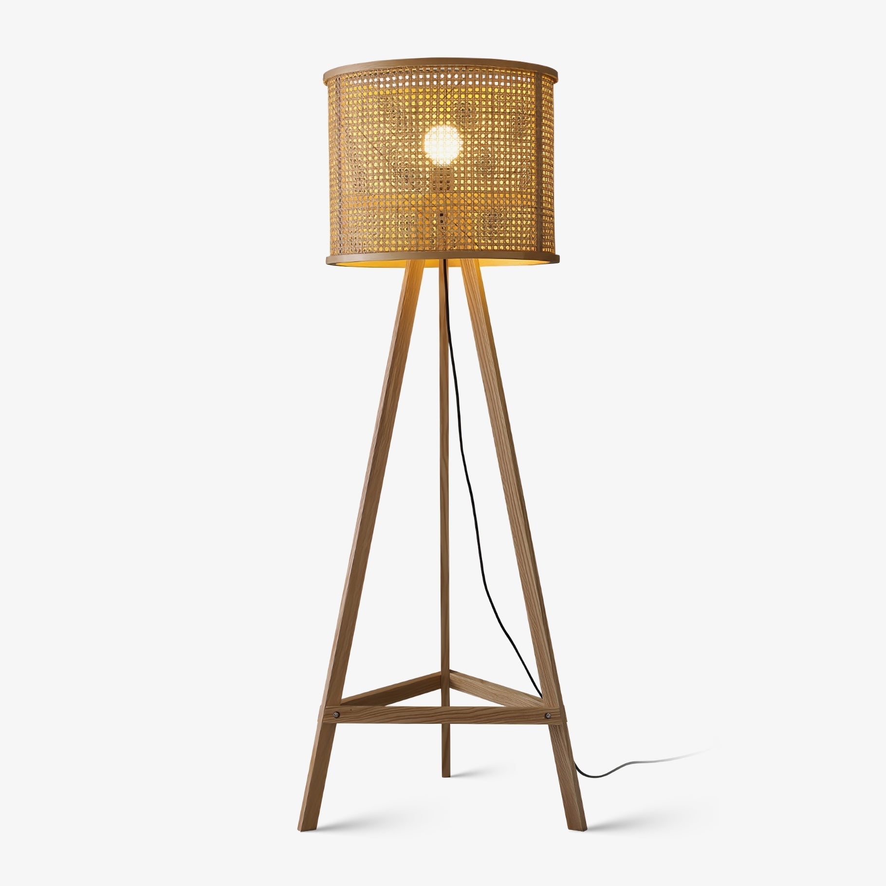Olsolyra Rattan Woven Tripod Floor Lamp-Neutral Decor
