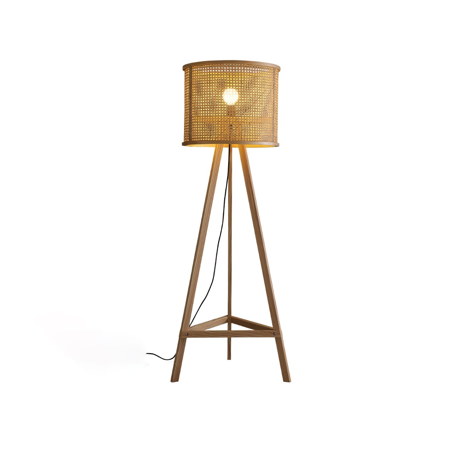 Olsolyra Rattan Woven Tripod Floor Lamp-Neutral Decor