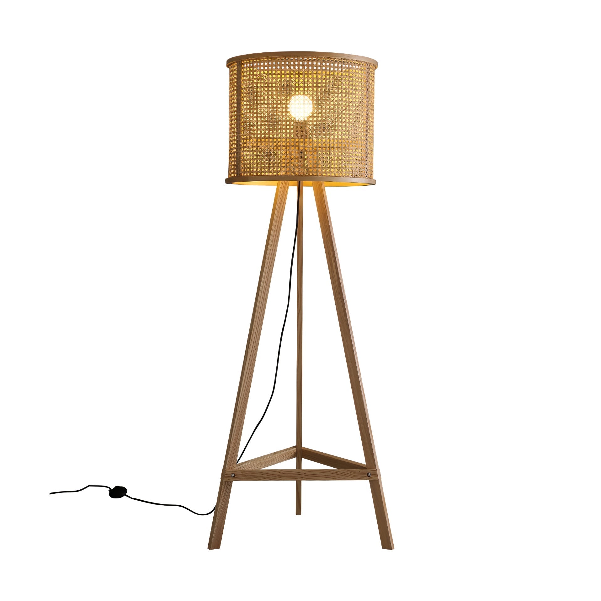 Olsolyra Rattan Woven Tripod Floor Lamp-Neutral Decor