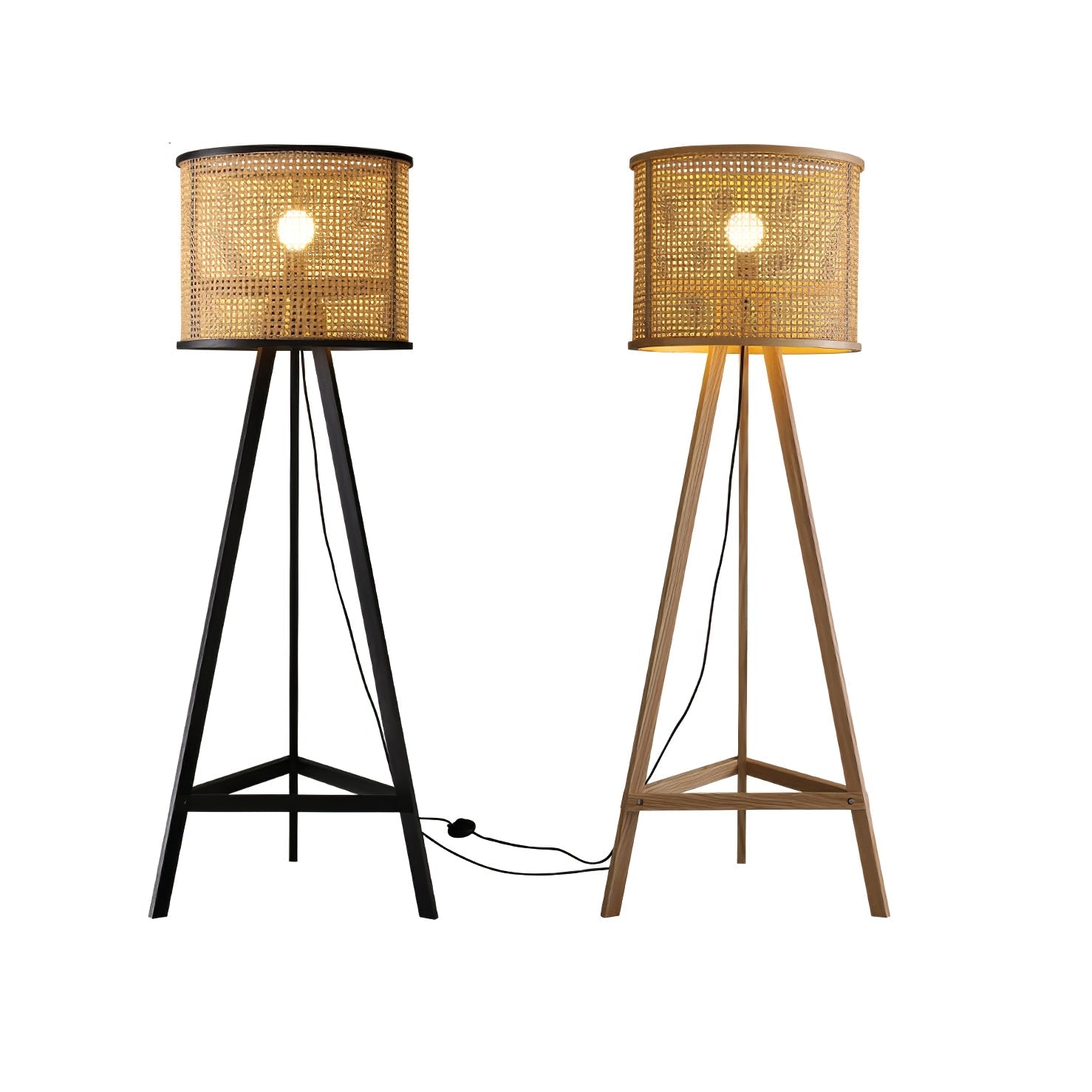 Olsolyra Rattan Woven Tripod Floor Lamp-Neutral Decor