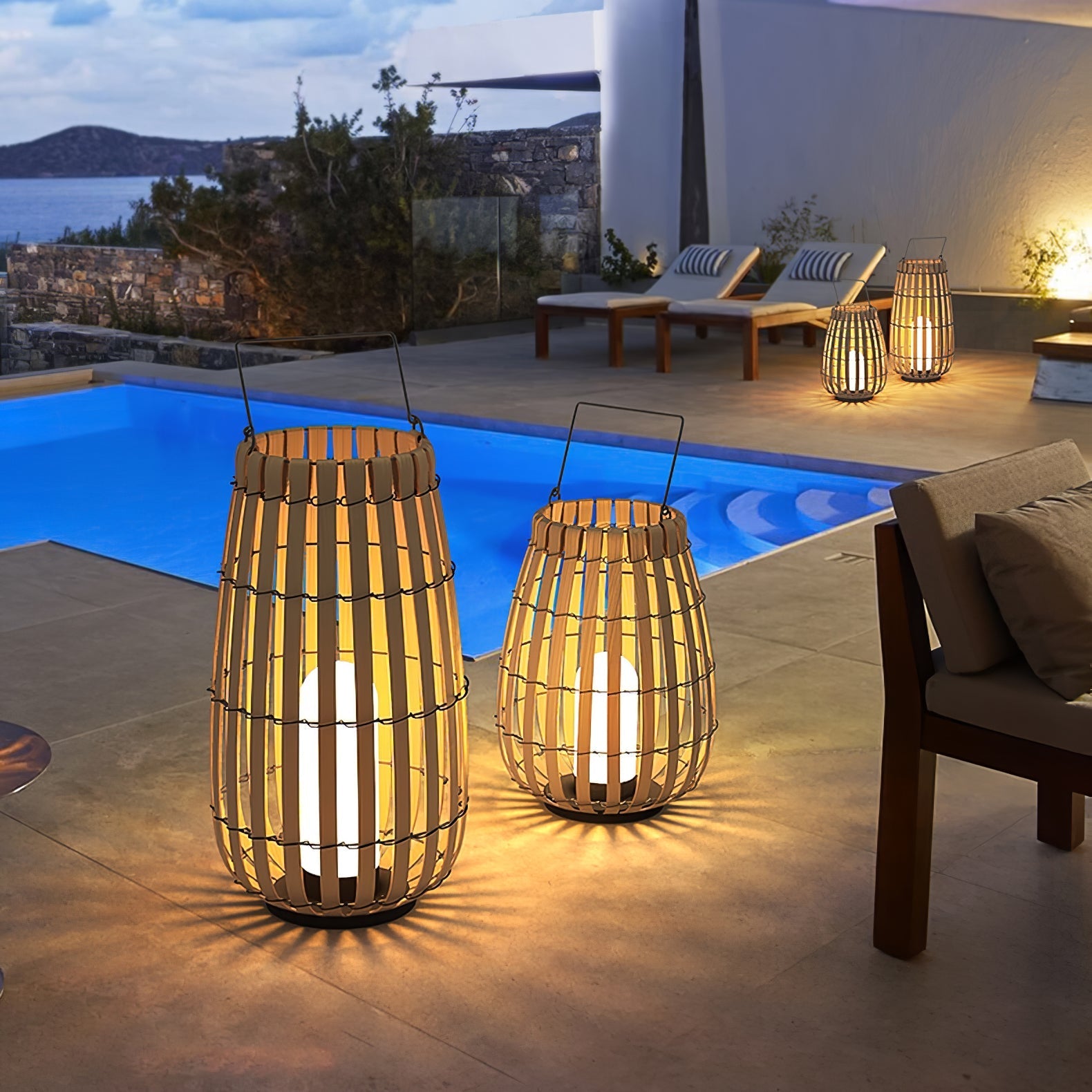 Veshael Tropic Braid Lantern Outdoor Lamp-Neutral Decor