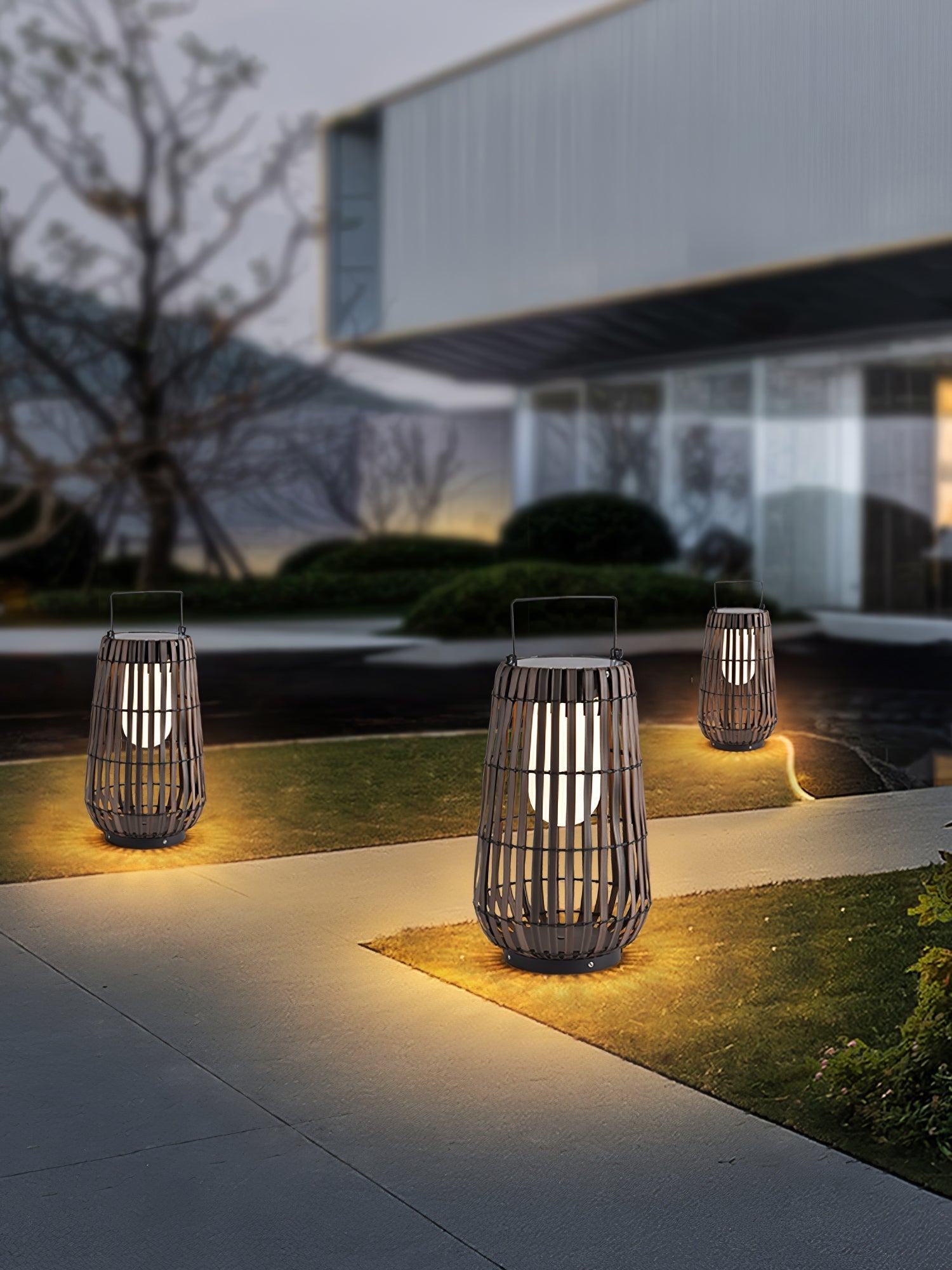 Veshael Tropic Braid Lantern Outdoor Lamp-Neutral Decor