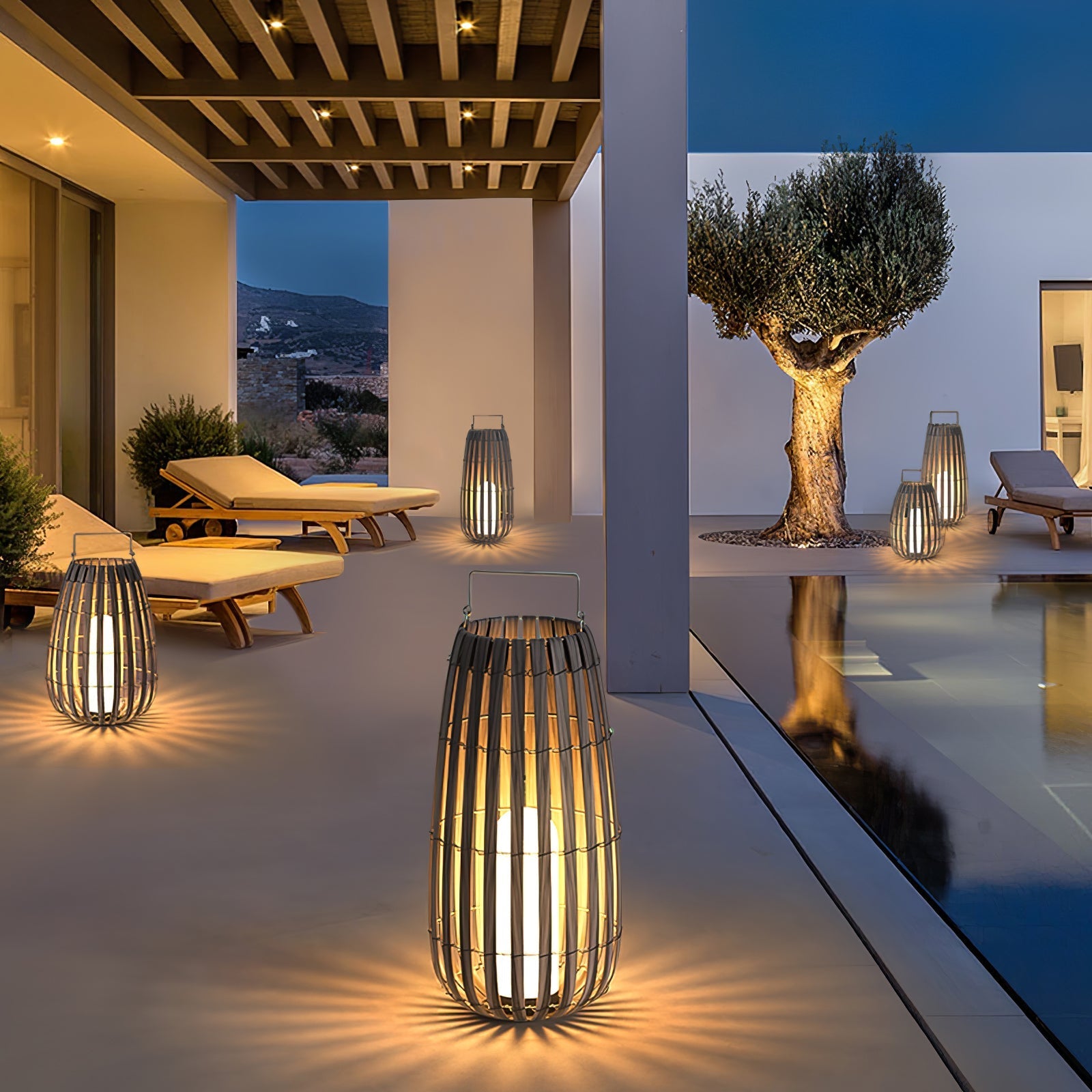 Veshael Tropic Braid Lantern Outdoor Lamp-Neutral Decor