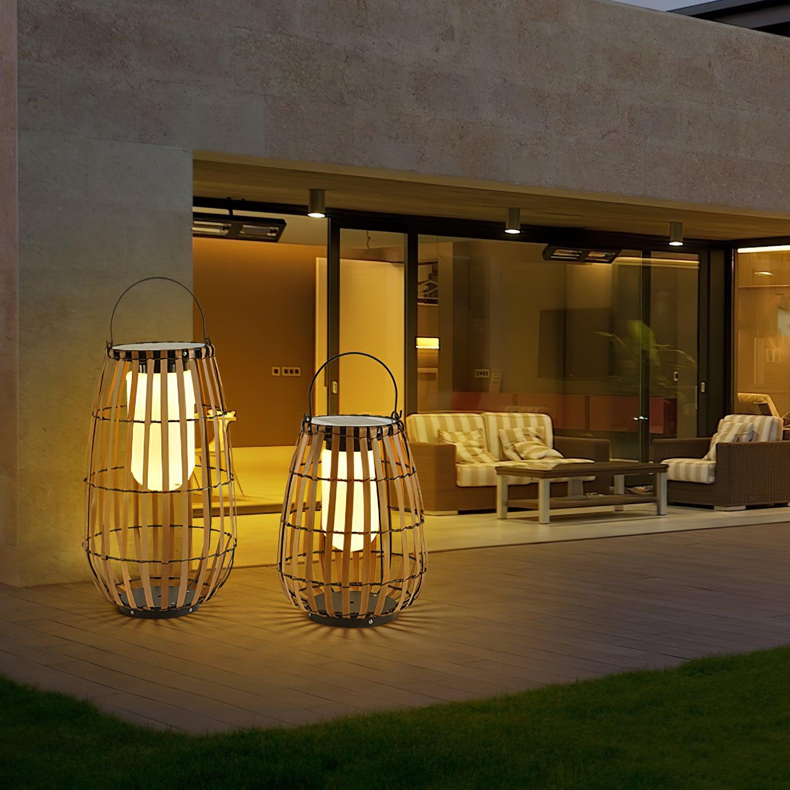Veshael Tropic Braid Lantern Outdoor Lamp-Neutral Decor