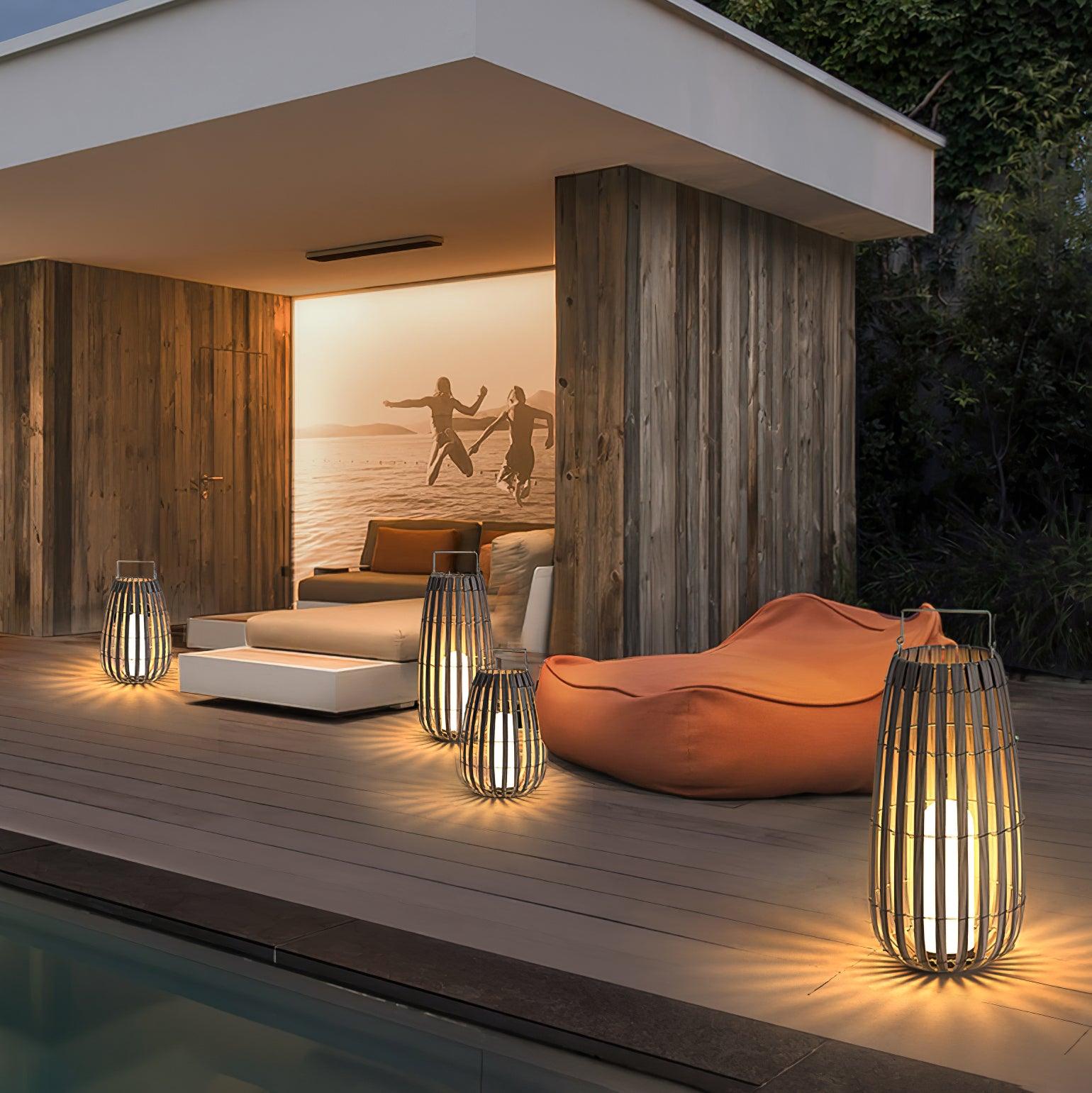 Veshael Tropic Braid Lantern Outdoor Lamp-Neutral Decor