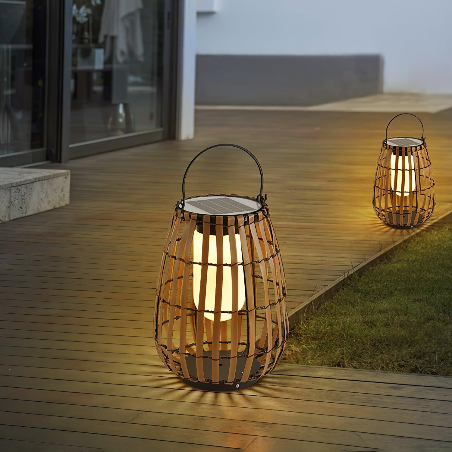 Veshael Tropic Braid Lantern Outdoor Lamp-Neutral Decor