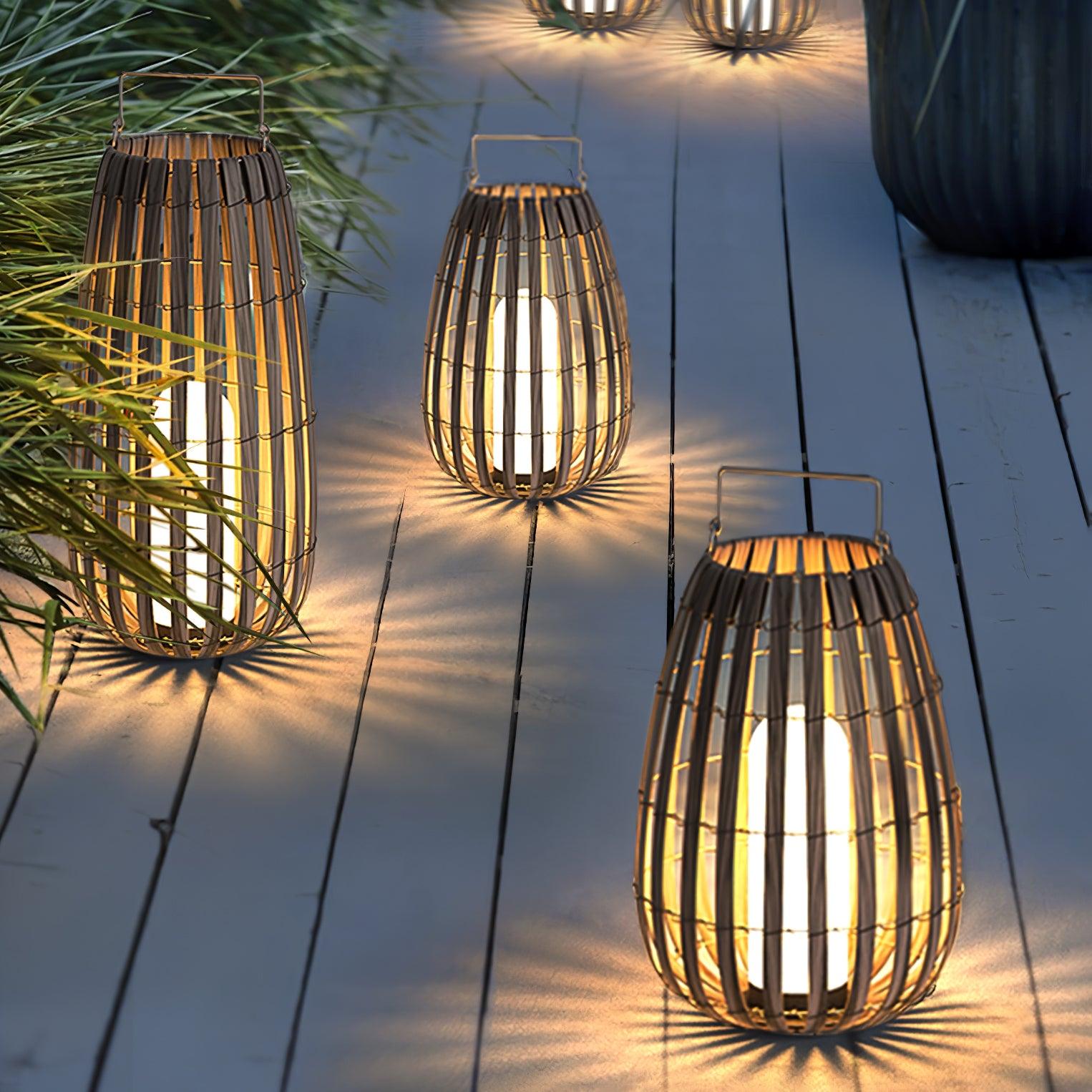 Veshael Tropic Braid Lantern Outdoor Lamp-Neutral Decor