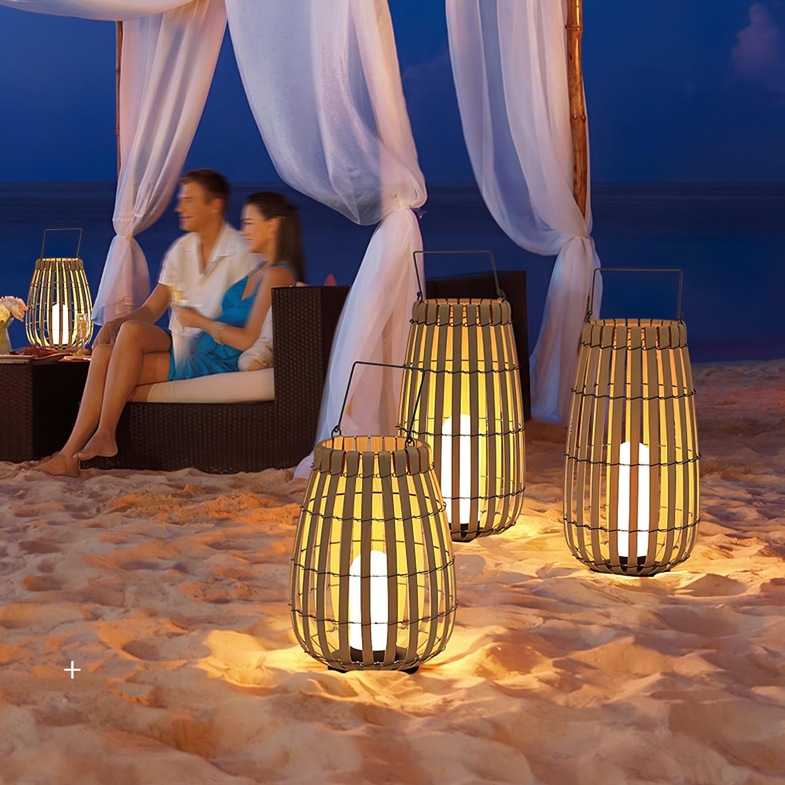 Veshael Tropic Braid Lantern Outdoor Lamp-Neutral Decor