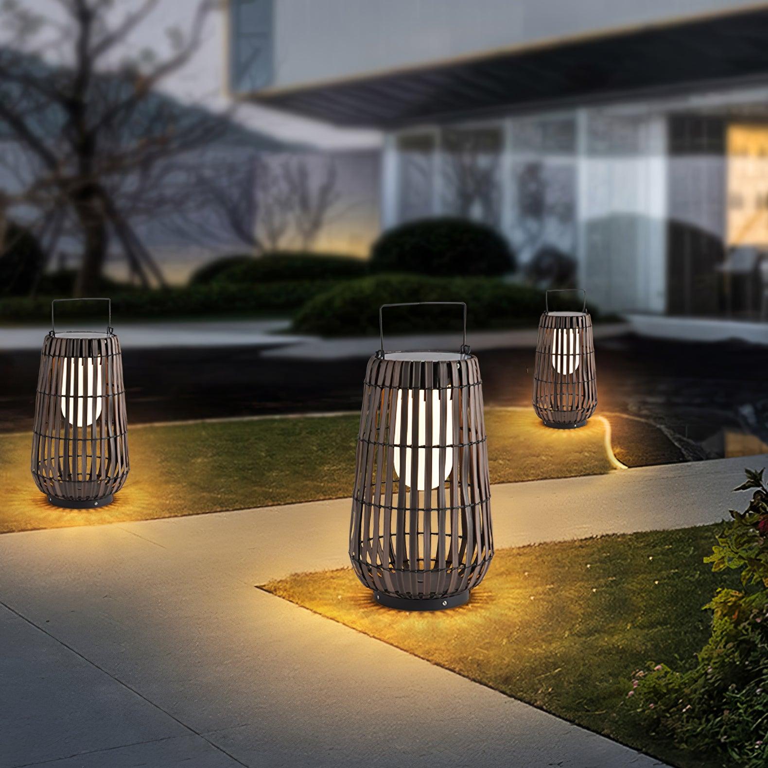Veshael Tropic Braid Lantern Outdoor Lamp-Neutral Decor