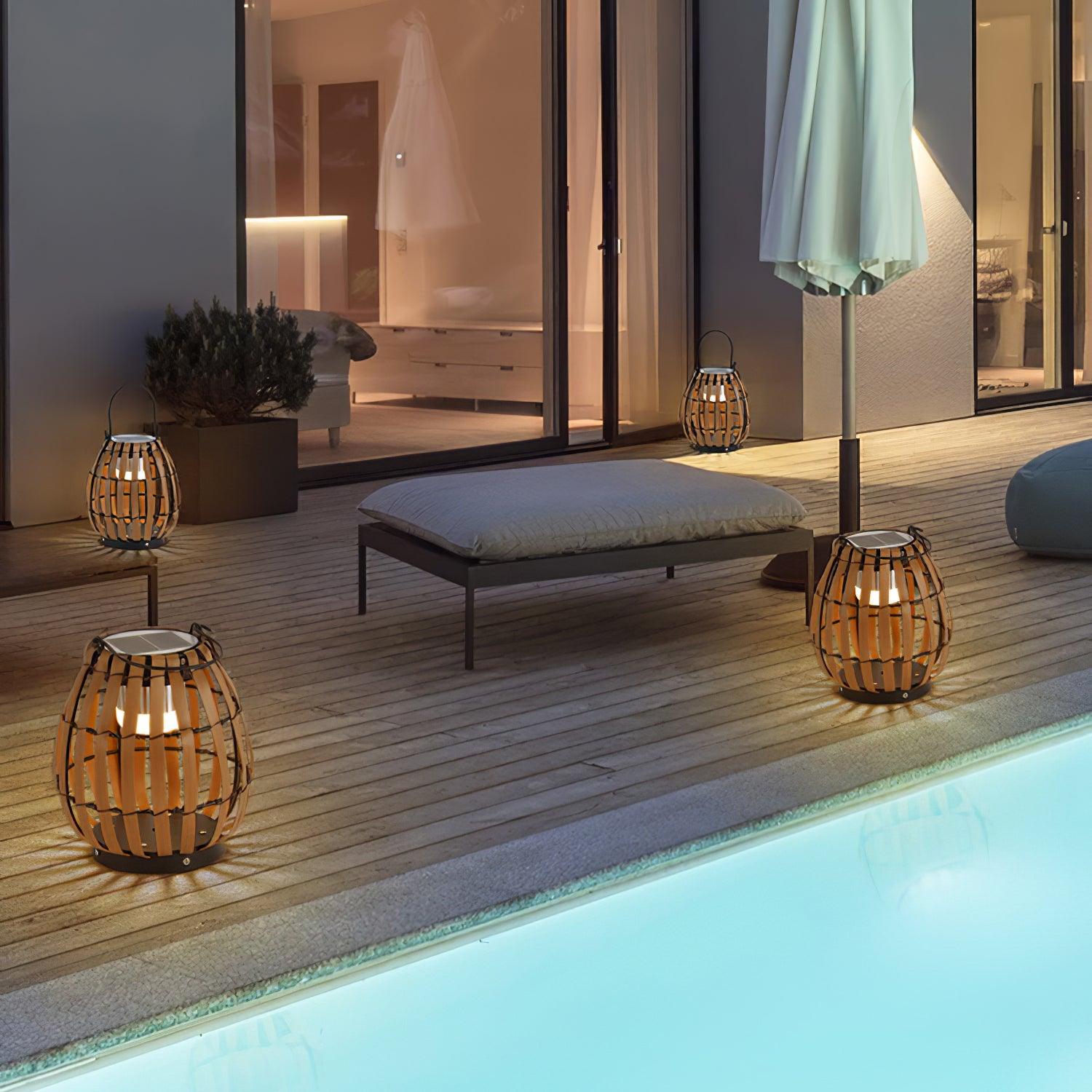 Veshael Tropic Braid Lantern Outdoor Lamp-Neutral Decor