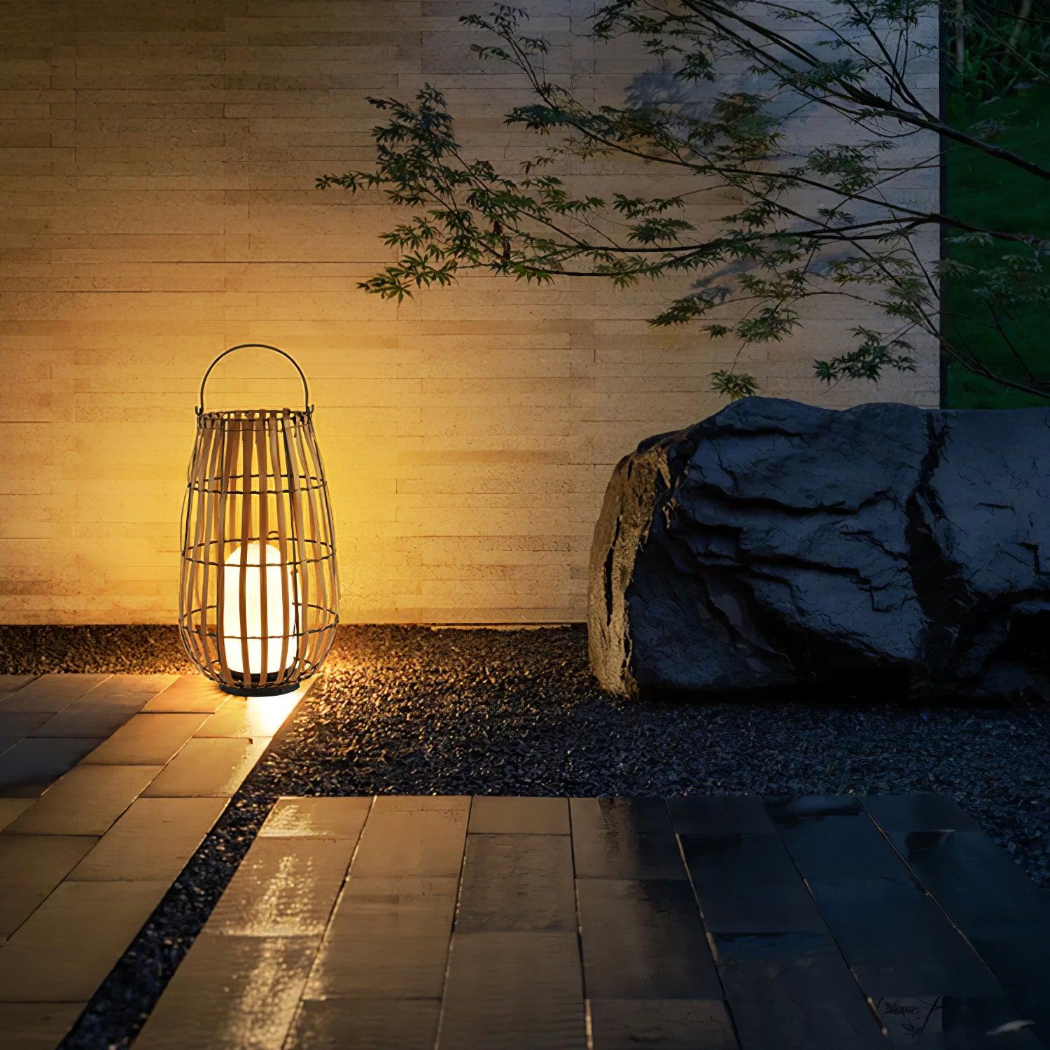 Veshael Tropic Braid Lantern Outdoor Lamp-Neutral Decor