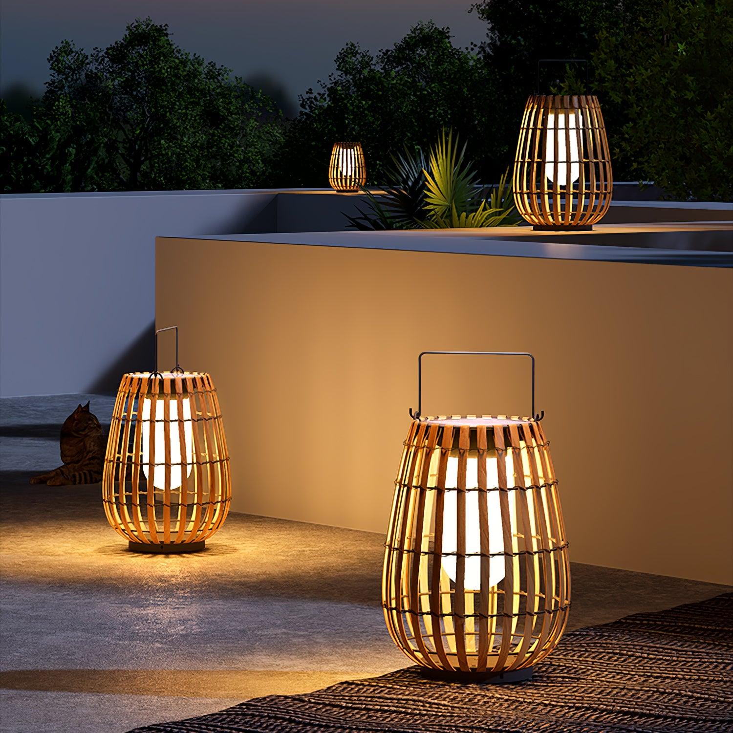 Veshael Tropic Braid Lantern Outdoor Lamp-Neutral Decor