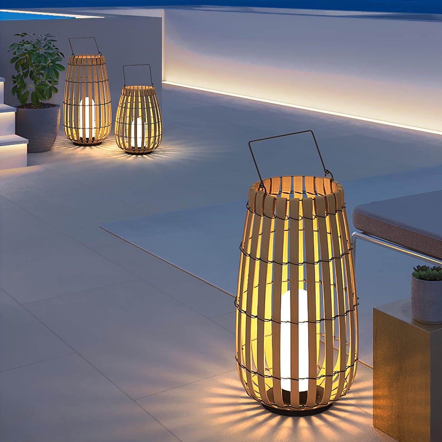 Veshael Tropic Braid Lantern Outdoor Lamp-Neutral Decor