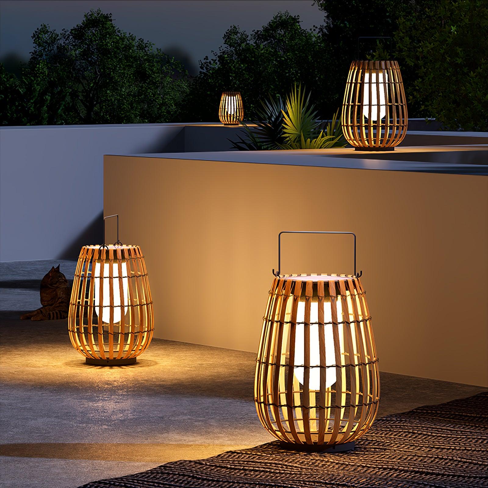 Veshael Tropic Braid Lantern Outdoor Lamp-Neutral Decor