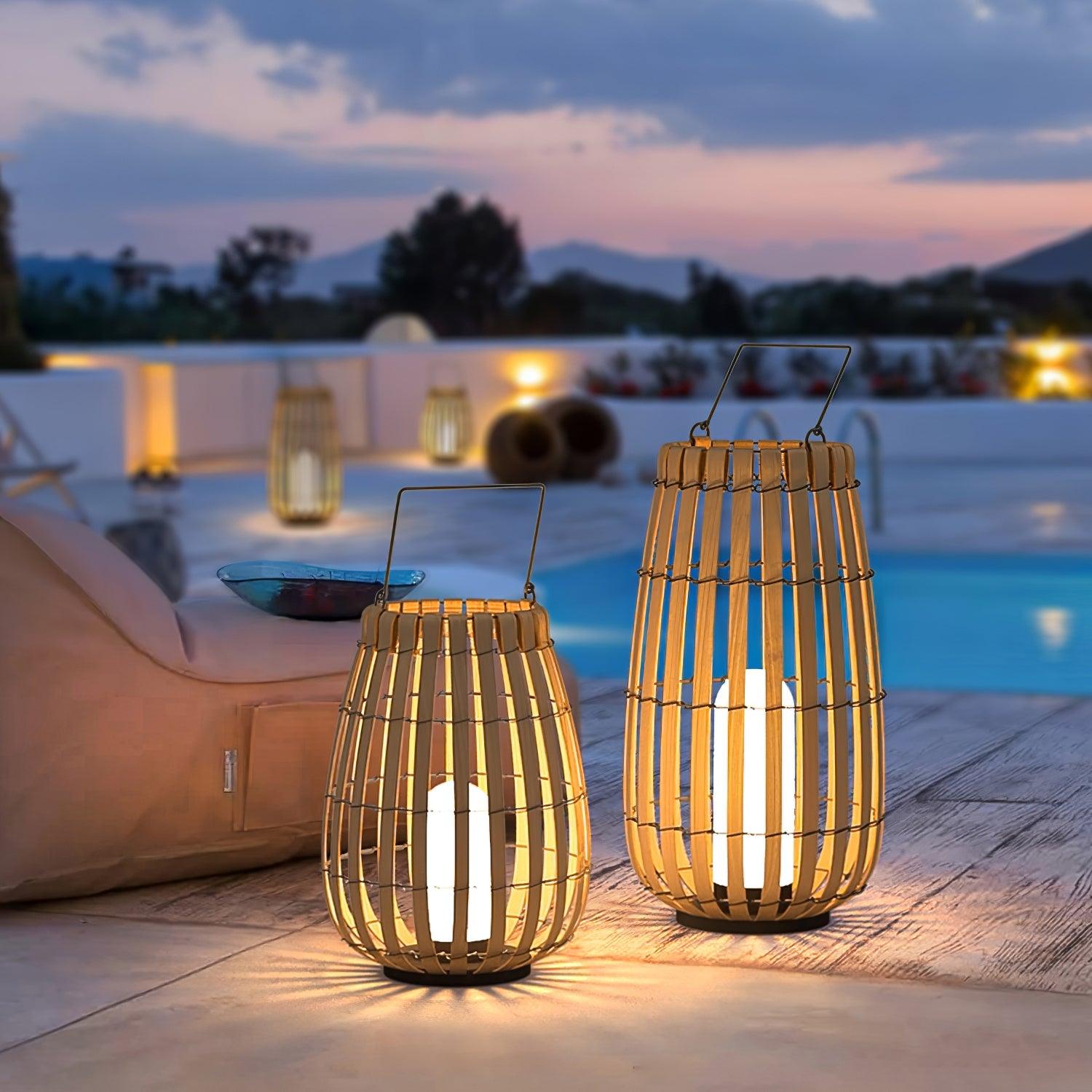 Veshael Tropic Braid Lantern Outdoor Lamp-Neutral Decor