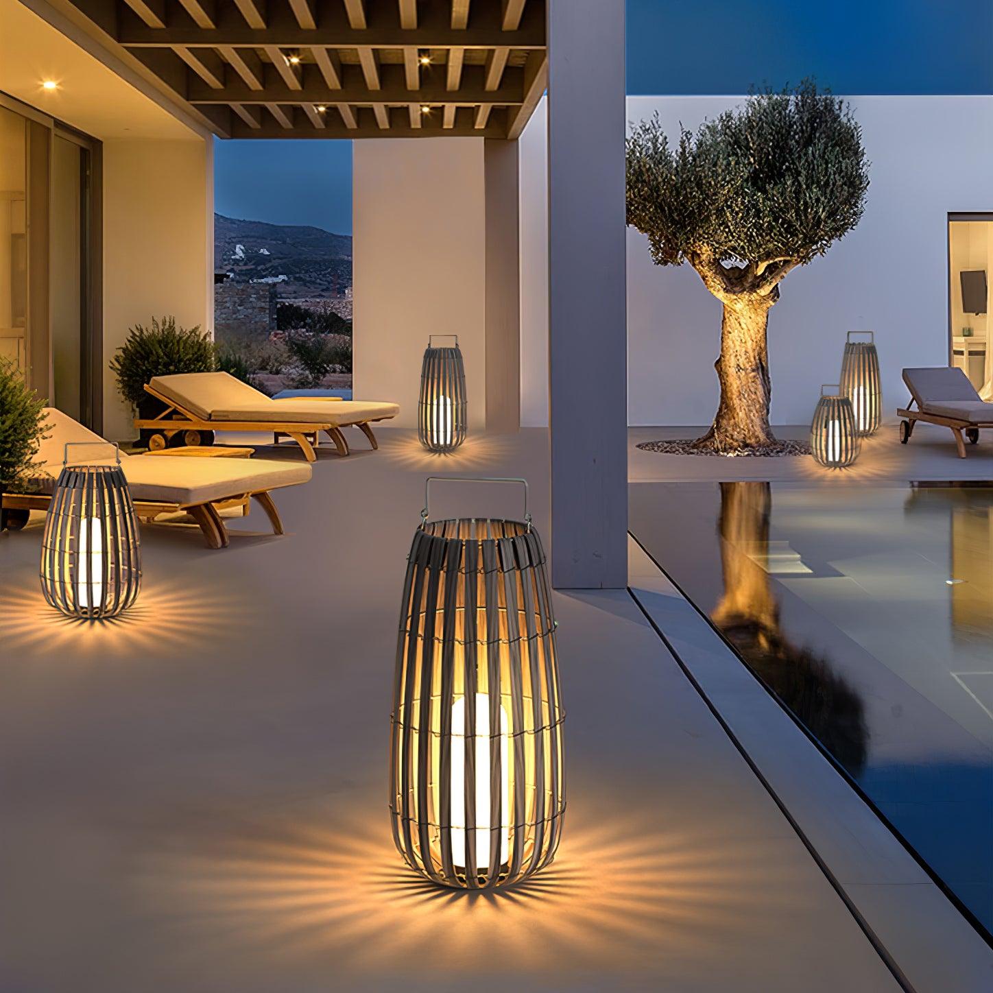 Veshael Tropic Braid Lantern Outdoor Lamp-Neutral Decor