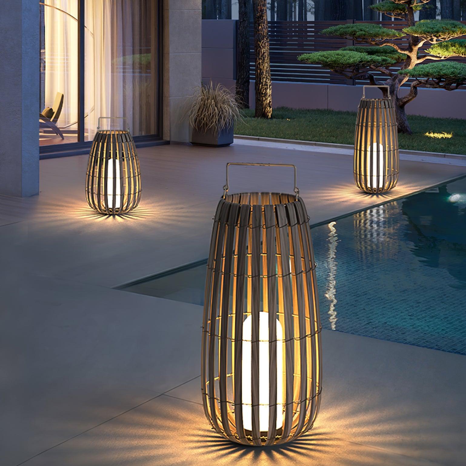 Veshael Tropic Braid Lantern Outdoor Lamp-Neutral Decor