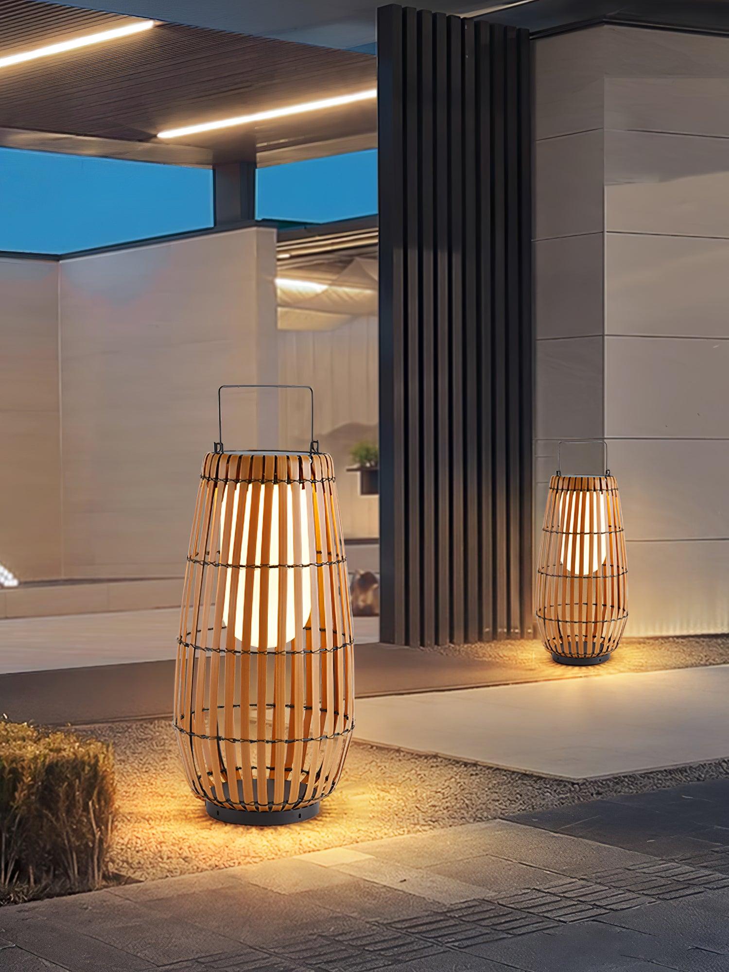 Veshael Tropic Braid Lantern Outdoor Lamp-Neutral Decor