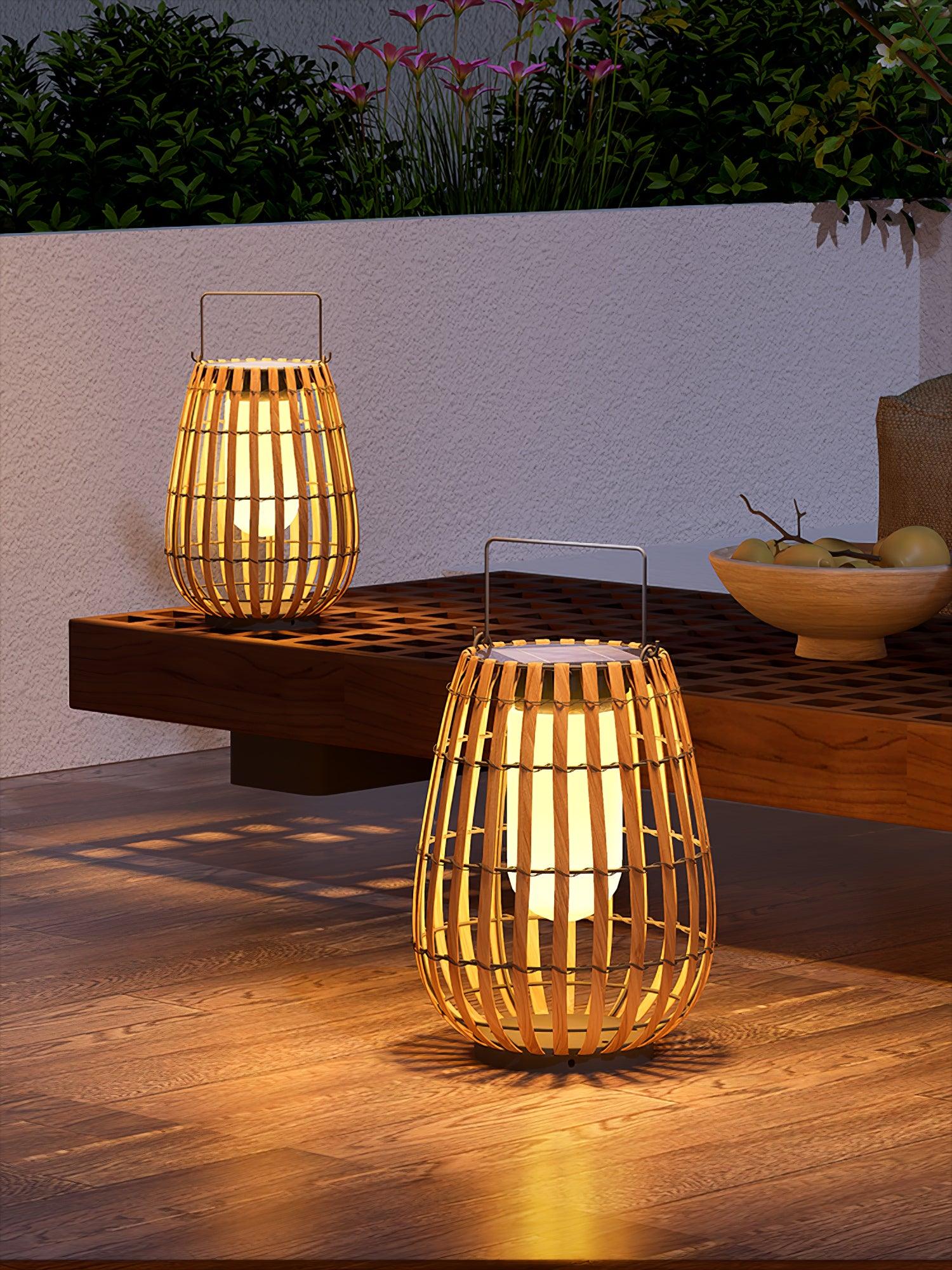 Veshael Tropic Braid Lantern Outdoor Lamp-Neutral Decor