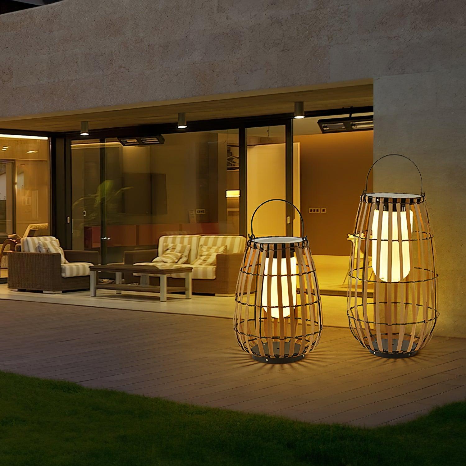 Veshael Tropic Braid Lantern Outdoor Lamp-Neutral Decor