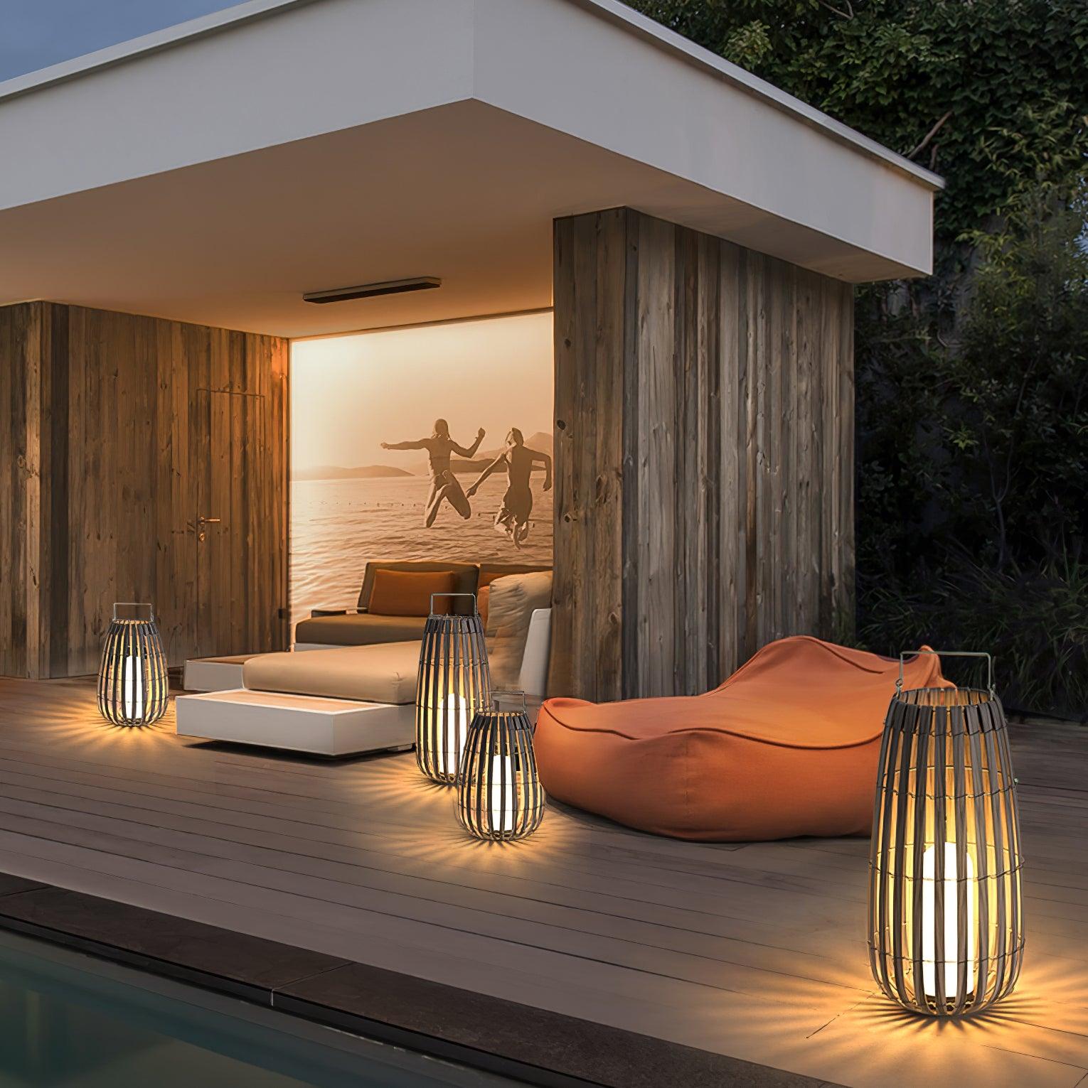 Veshael Tropic Braid Lantern Outdoor Lamp-Neutral Decor