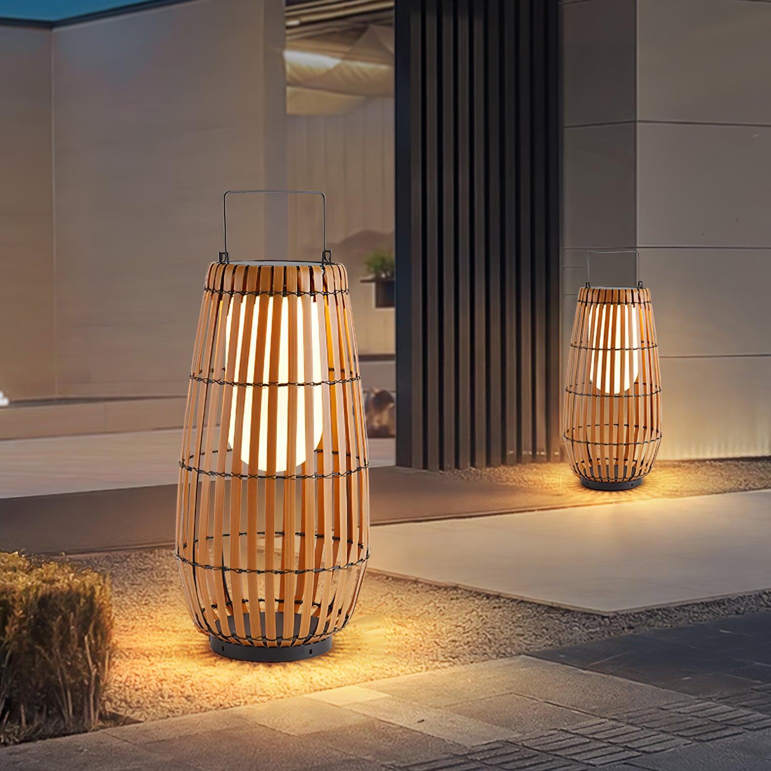Veshael Tropic Braid Lantern Outdoor Lamp-Neutral Decor