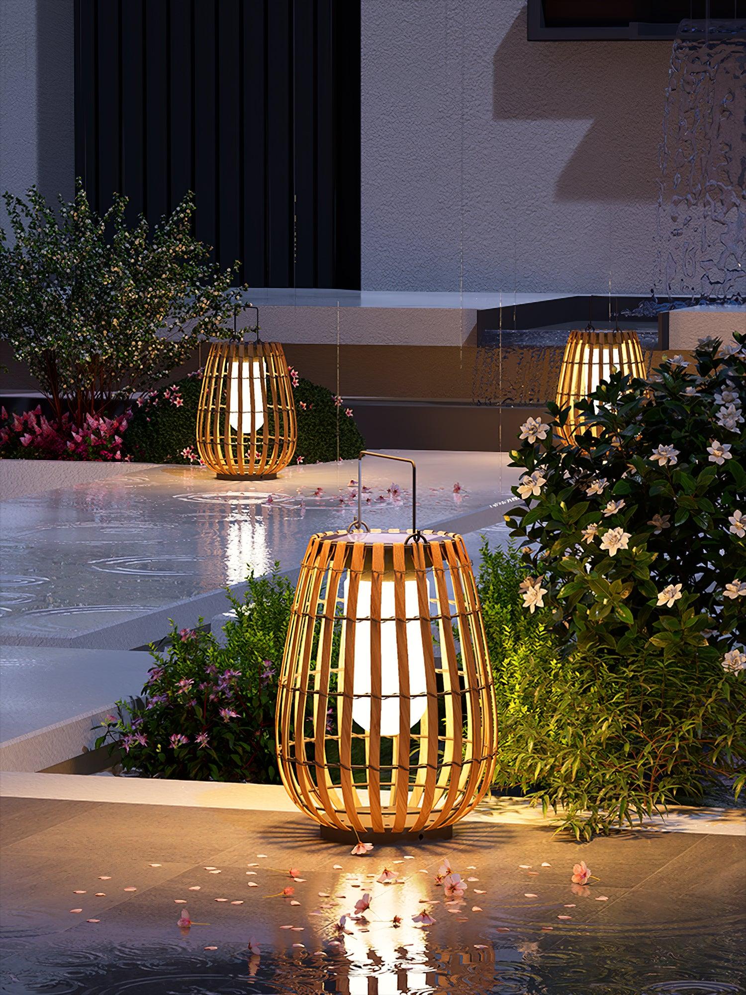 Veshael Tropic Braid Lantern Outdoor Lamp-Neutral Decor