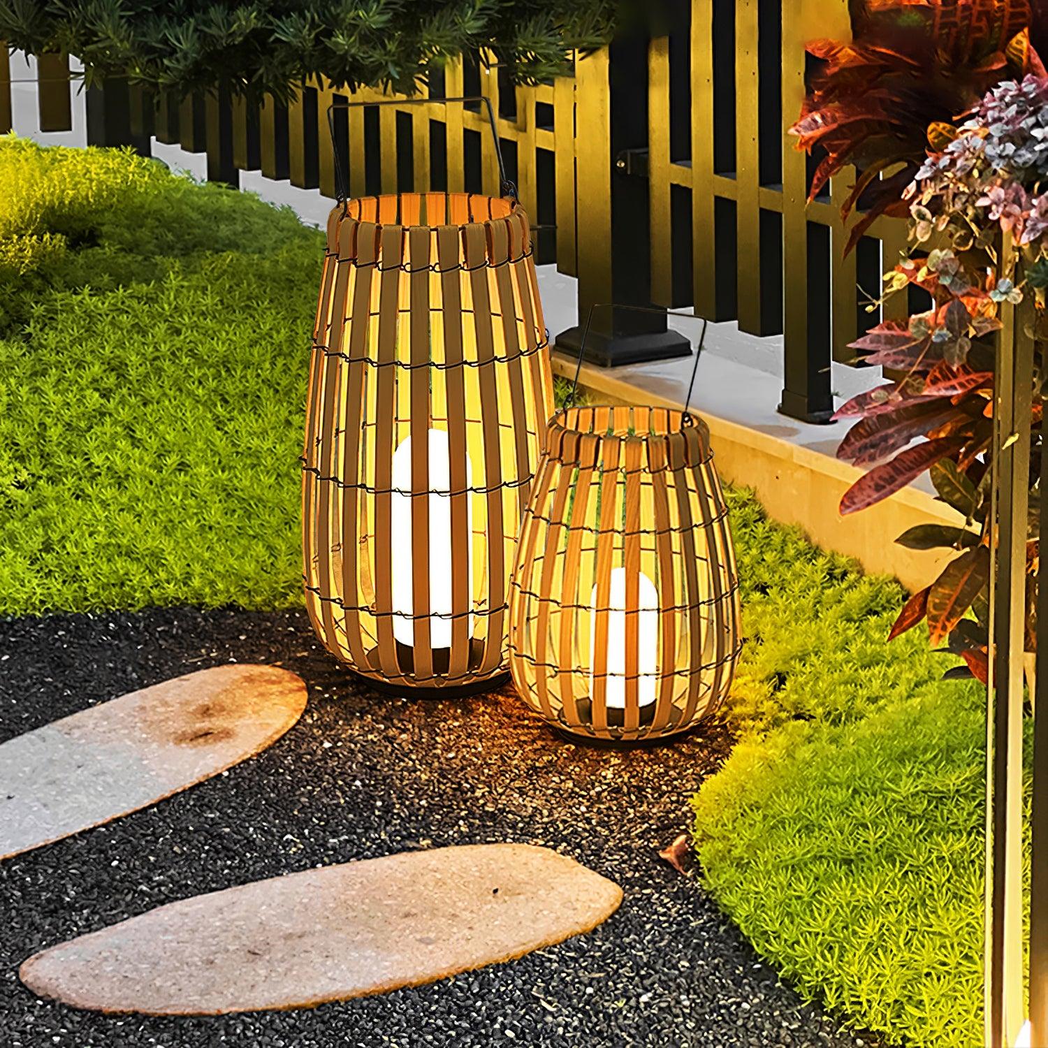 Veshael Tropic Braid Lantern Outdoor Lamp-Neutral Decor