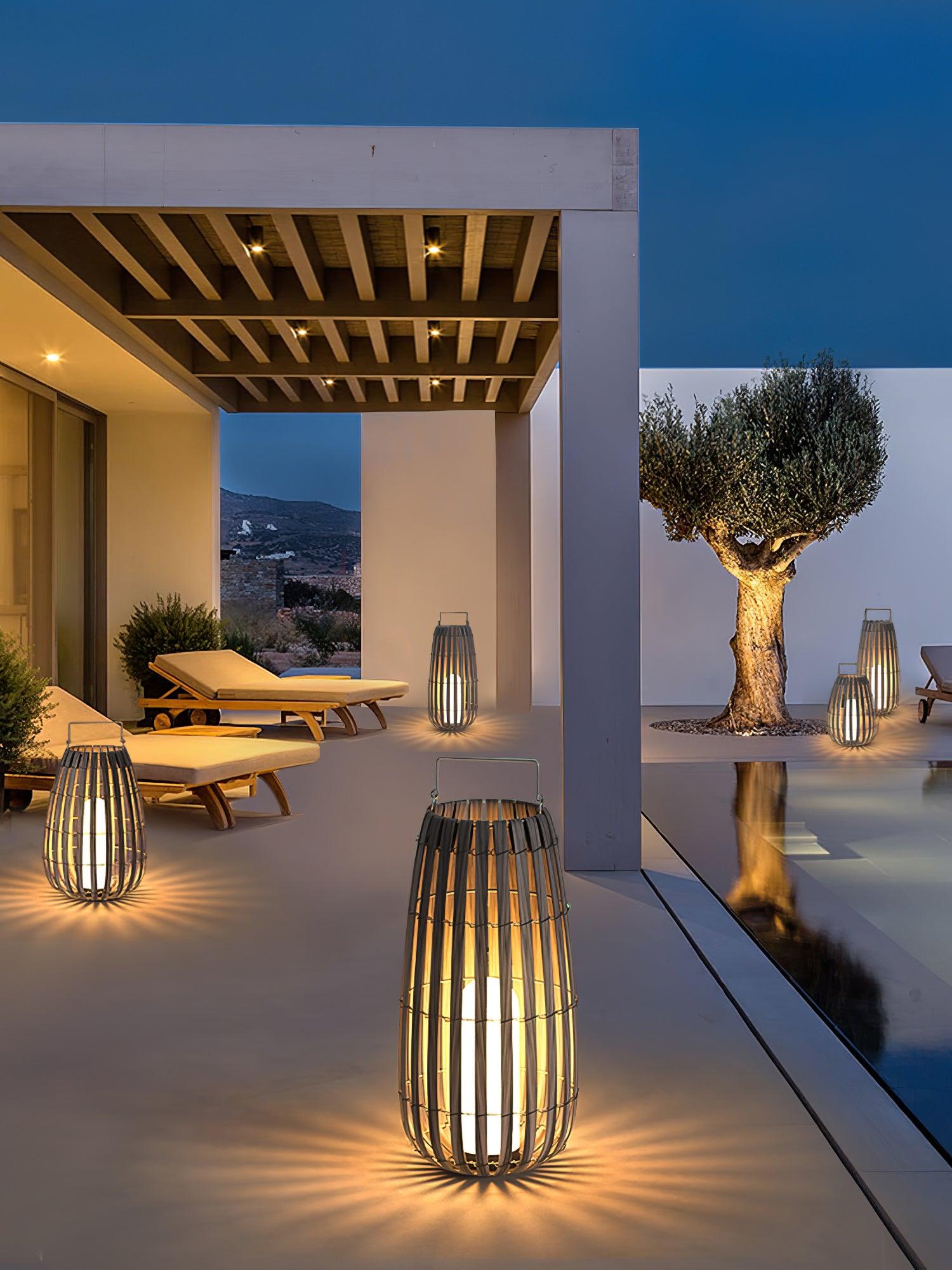 Veshael Tropic Braid Lantern Outdoor Lamp-Neutral Decor