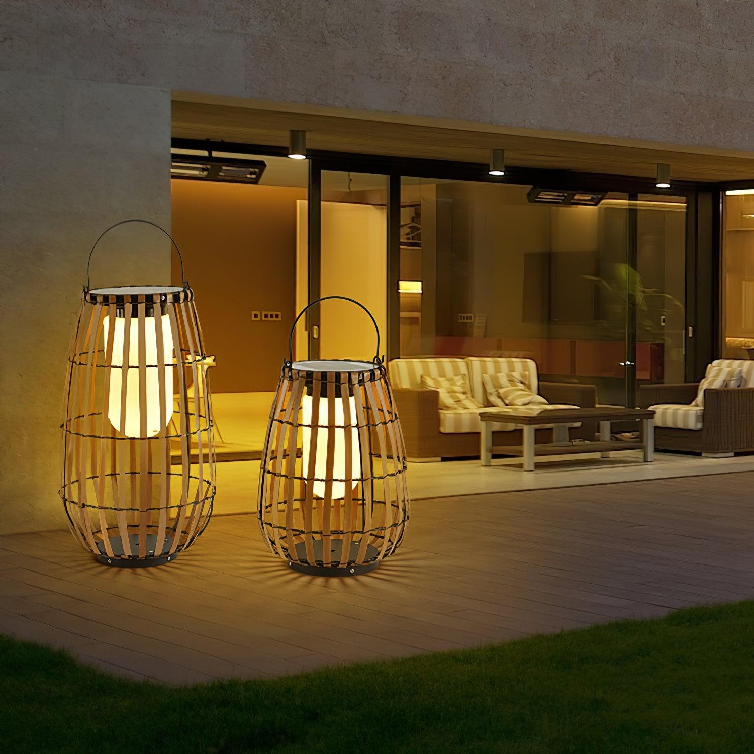 Veshael Tropic Braid Lantern Outdoor Lamp-Neutral Decor