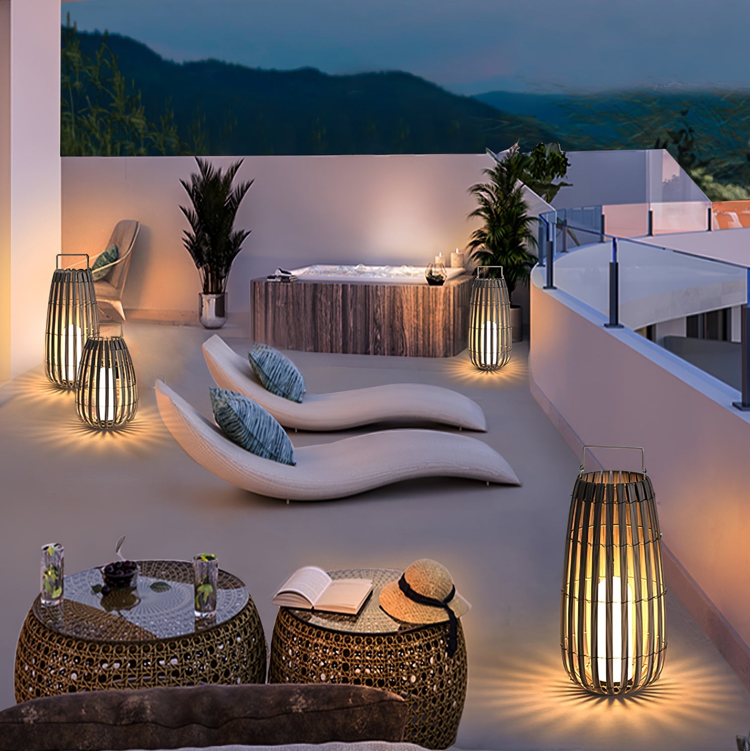 Veshael Tropic Braid Lantern Outdoor Lamp-Neutral Decor