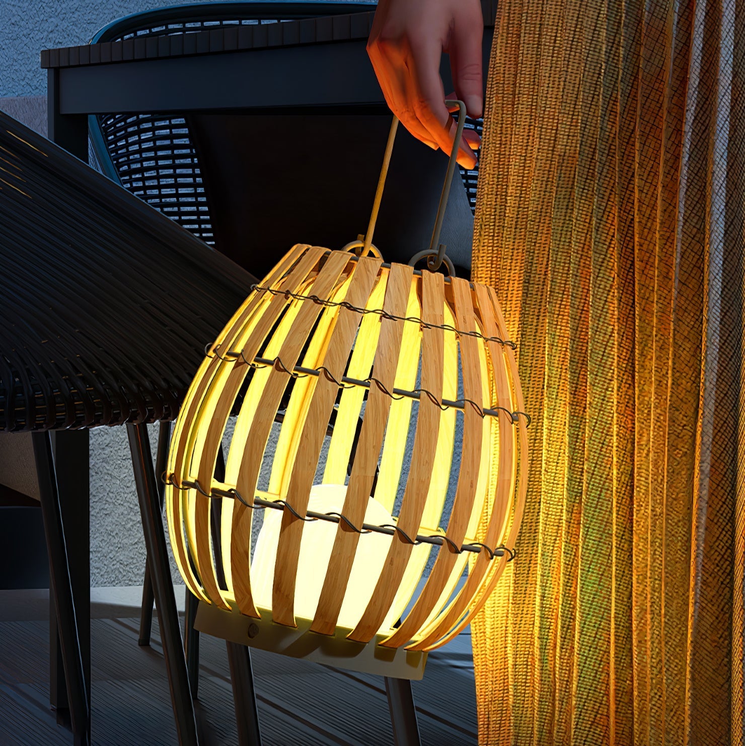 Veshael Tropic Braid Lantern Outdoor Lamp-Neutral Decor
