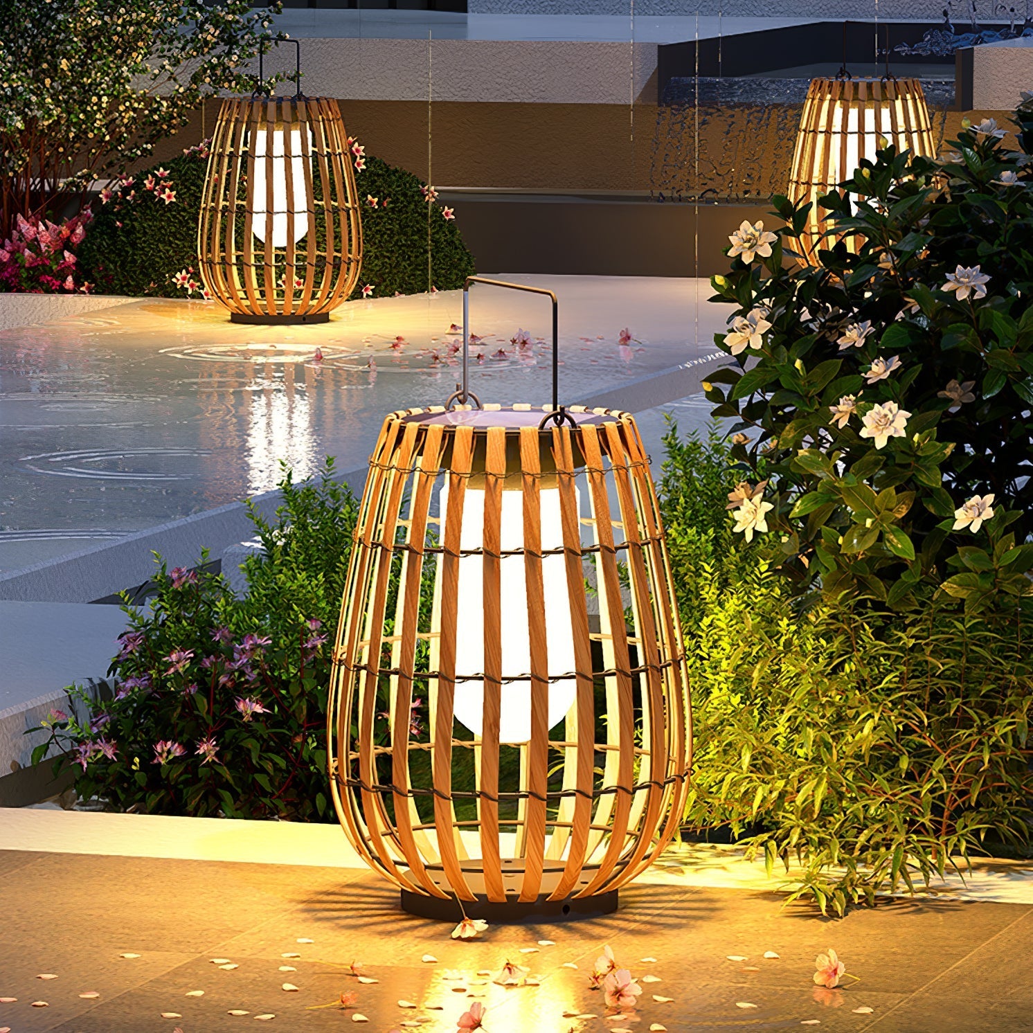 Veshael Tropic Braid Lantern Outdoor Lamp-Neutral Decor