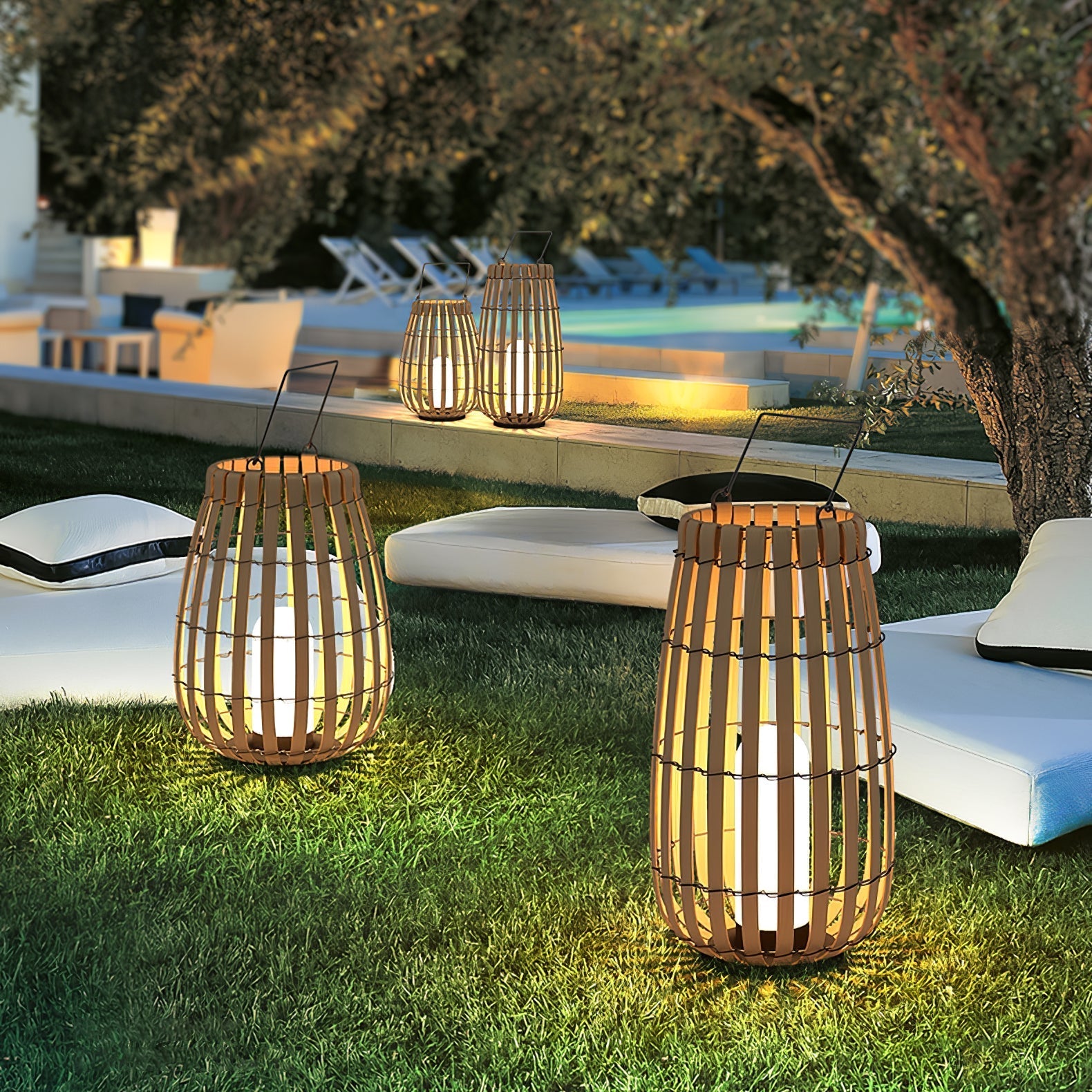 Veshael Tropic Braid Lantern Outdoor Lamp-Neutral Decor