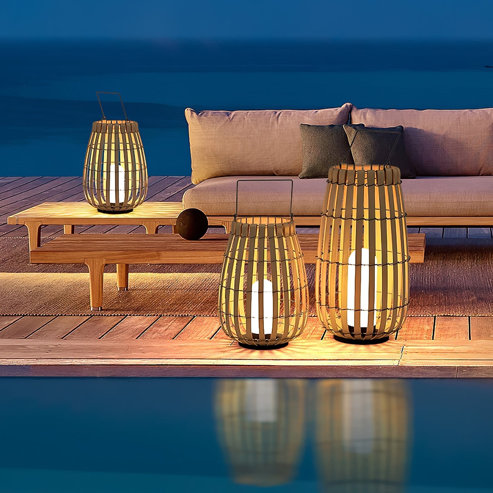 Veshael Tropic Braid Lantern Outdoor Lamp-Neutral Decor