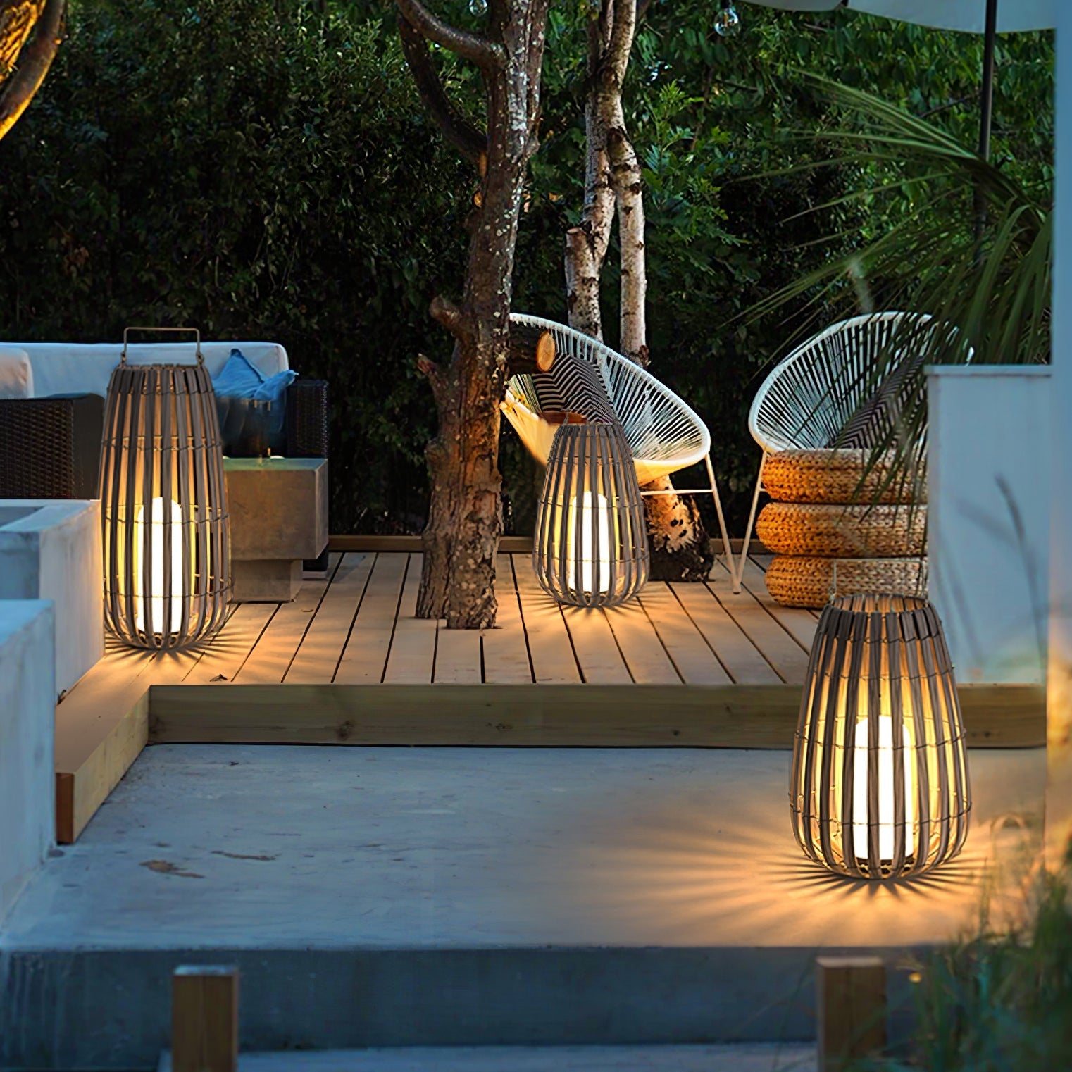 Veshael Tropic Braid Lantern Outdoor Lamp-Neutral Decor