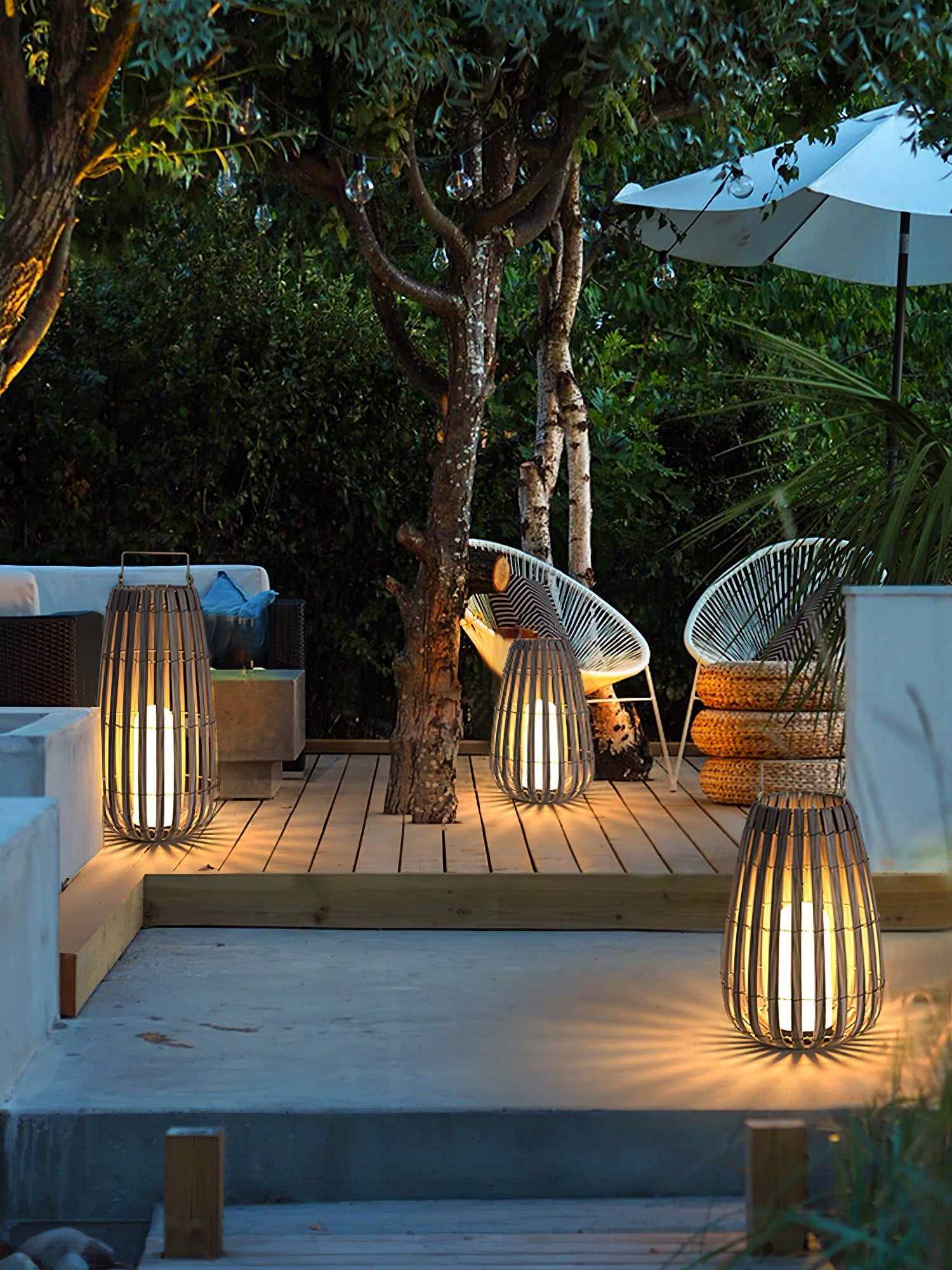 Veshael Tropic Braid Lantern Outdoor Lamp-Neutral Decor