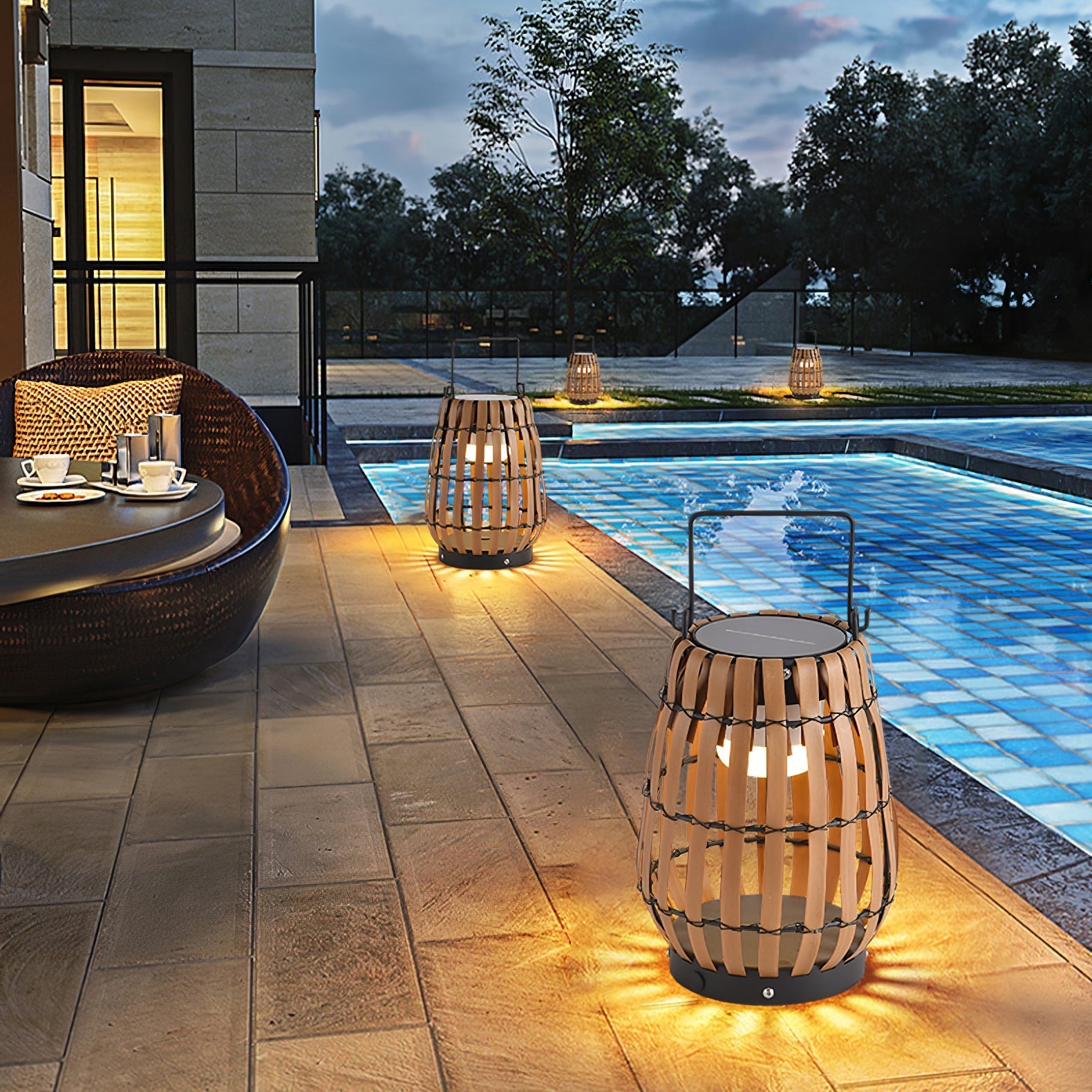Veshael Tropic Braid Lantern Outdoor Lamp-Neutral Decor