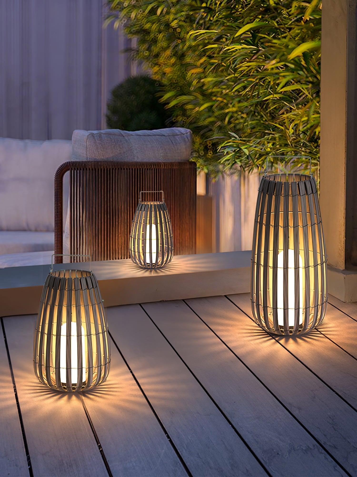 Veshael Tropic Braid Lantern Outdoor Lamp-Neutral Decor