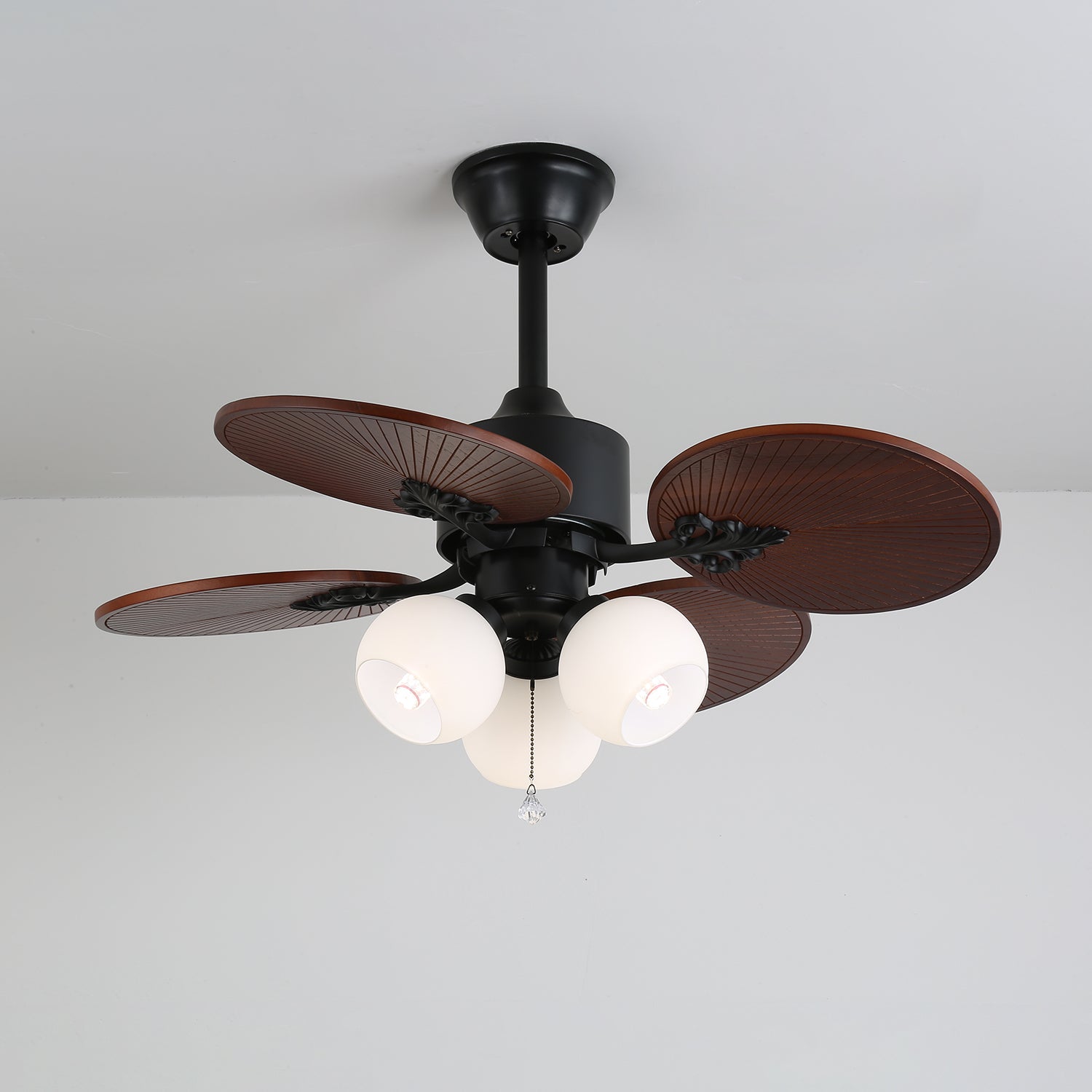 Solara Tropical Glass Ceiling Fan Light-Neutral Decor