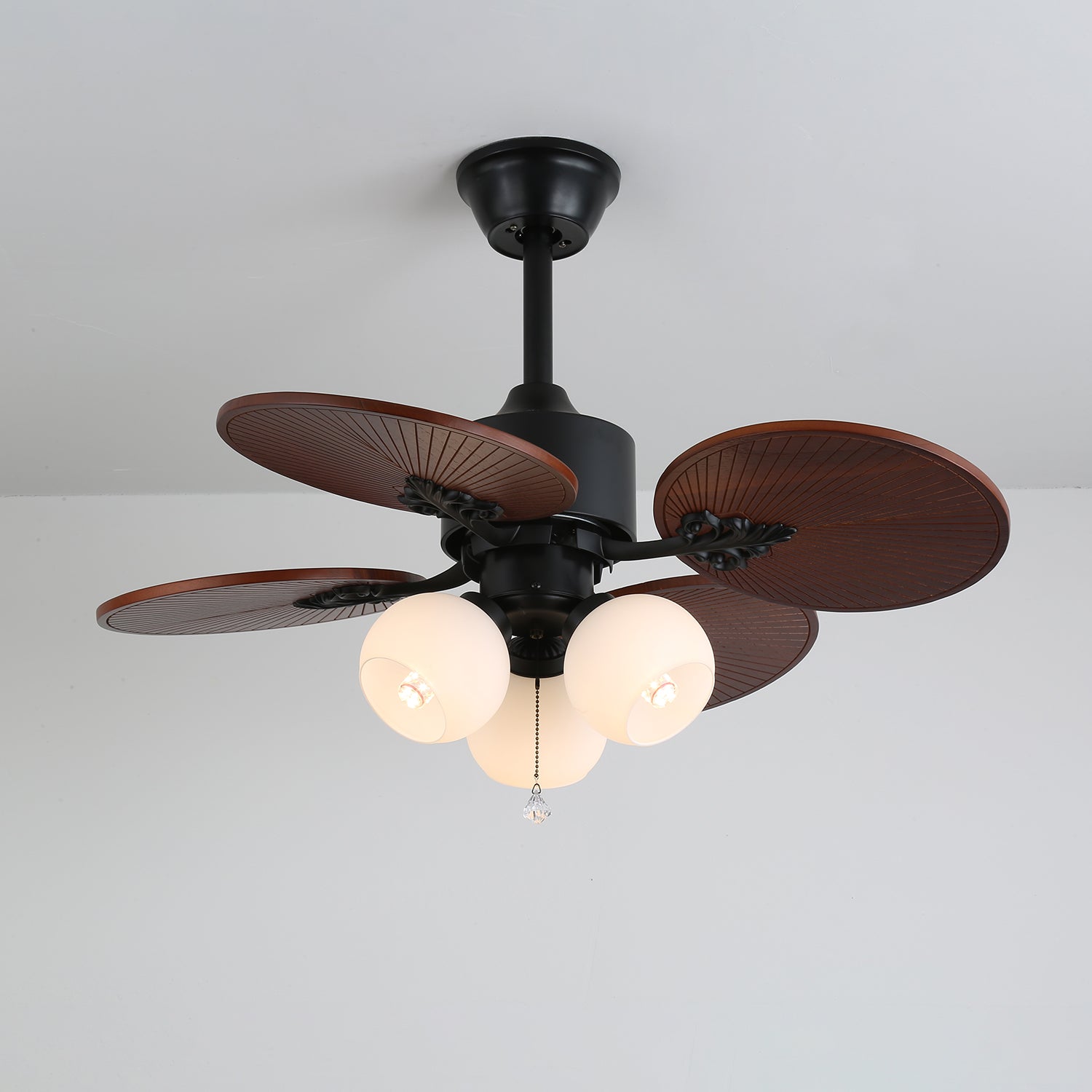 Solara Tropical Glass Ceiling Fan Light-Neutral Decor