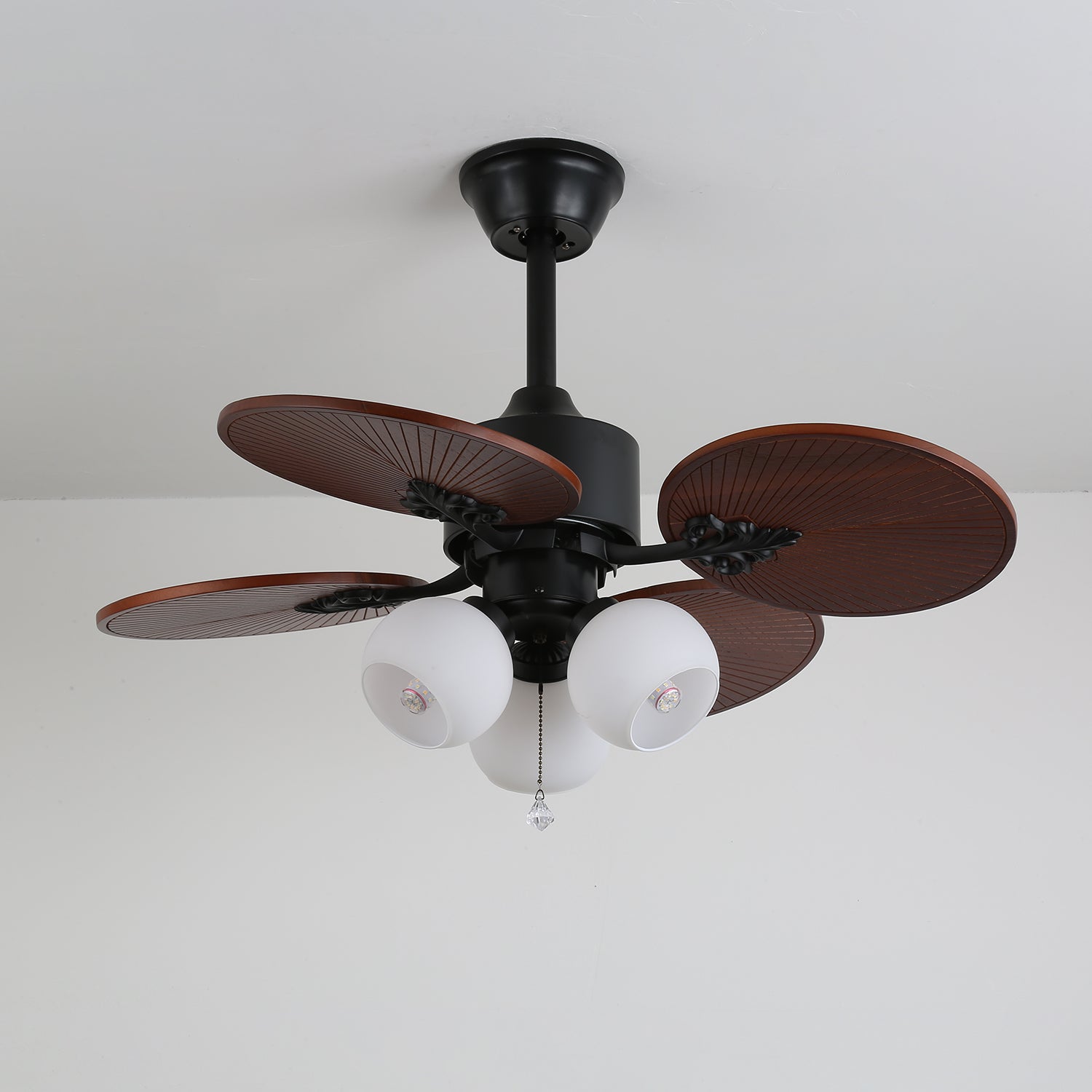 Solara Tropical Glass Ceiling Fan Light-Neutral Decor