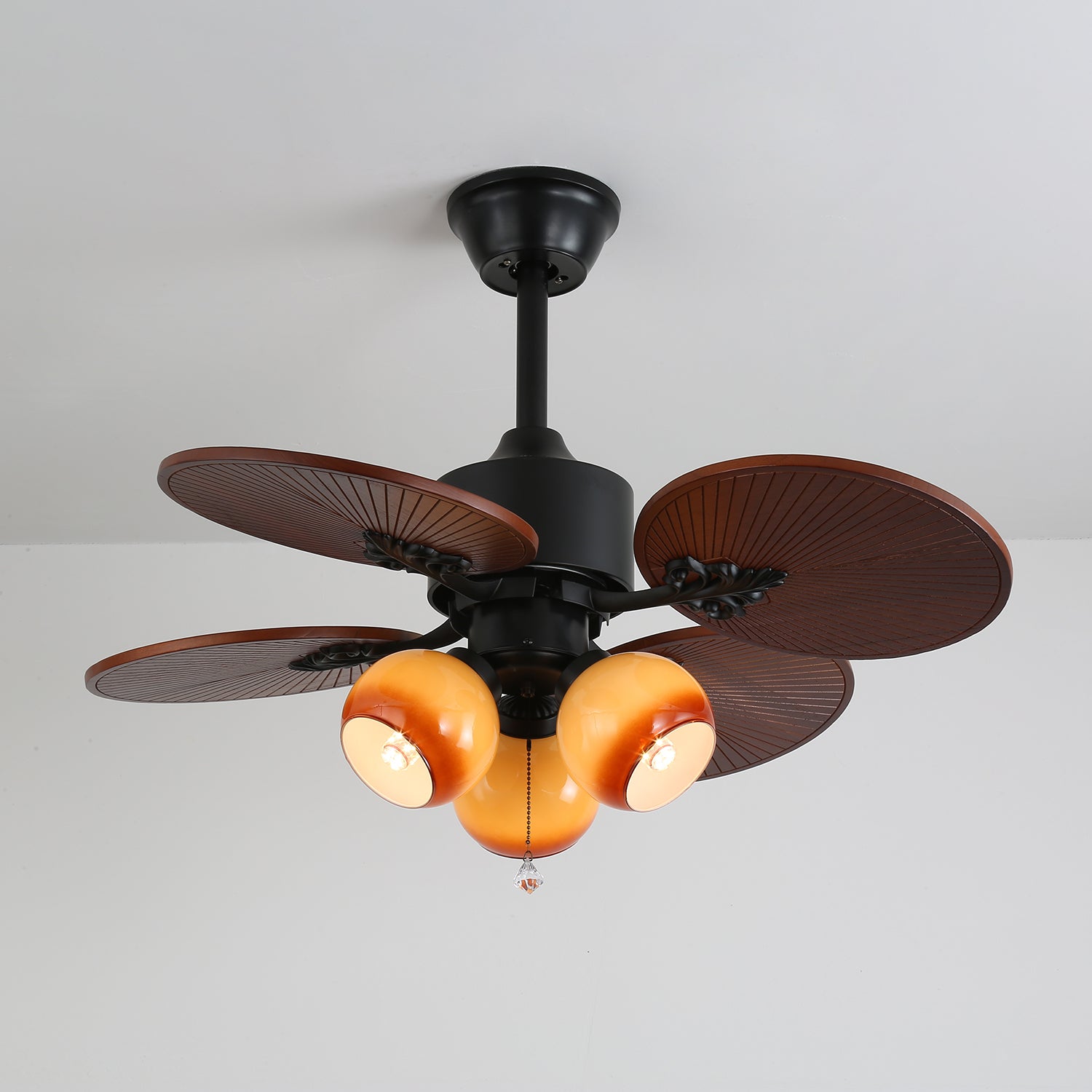 Solara Tropical Glass Ceiling Fan Light-Neutral Decor